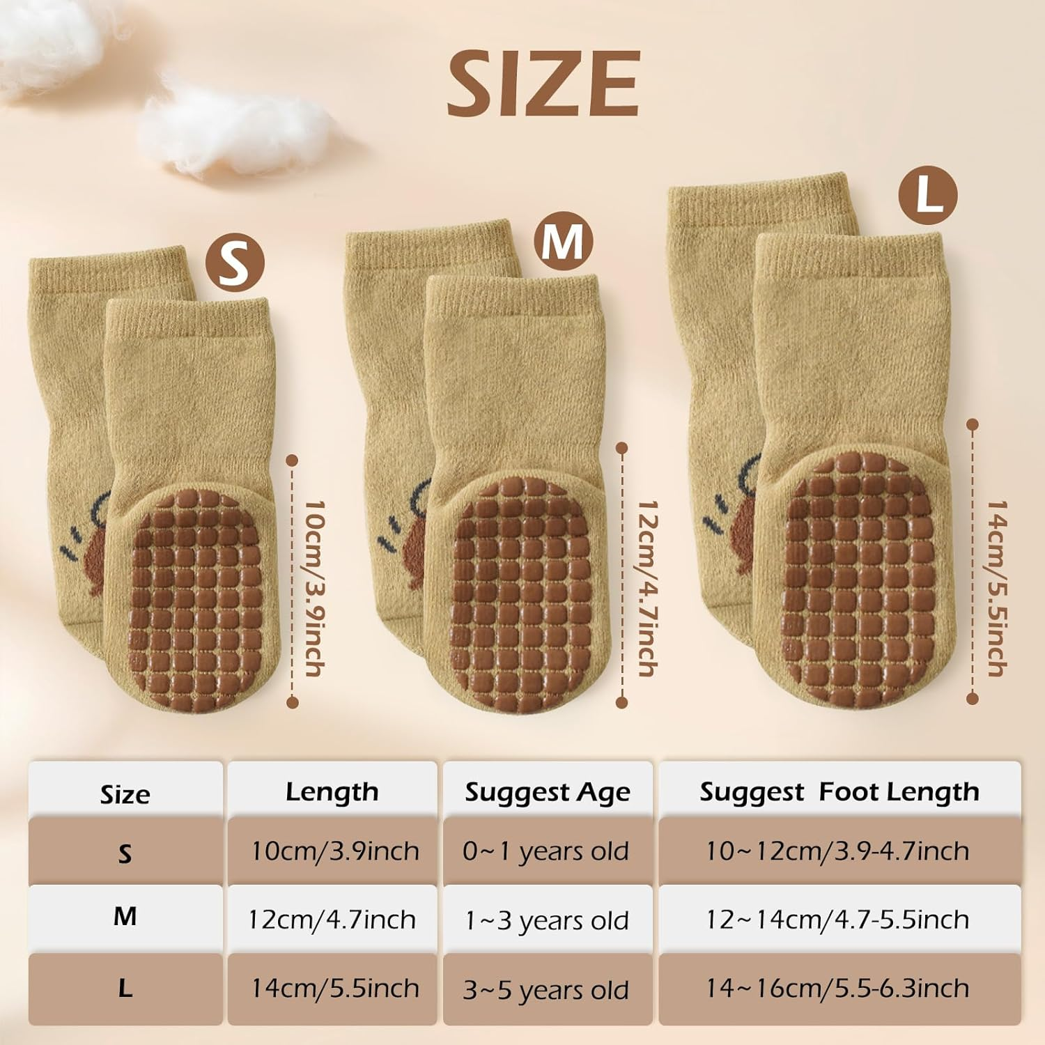 4 Pairs Unisex Baby Socks Non Slip Grip Socks for Girls Boys Children Floor Socks Warm Cute Animal Cartoon Toddler Kids Anti-Slip Cotton Socks for 0-5 Years Old image number 1