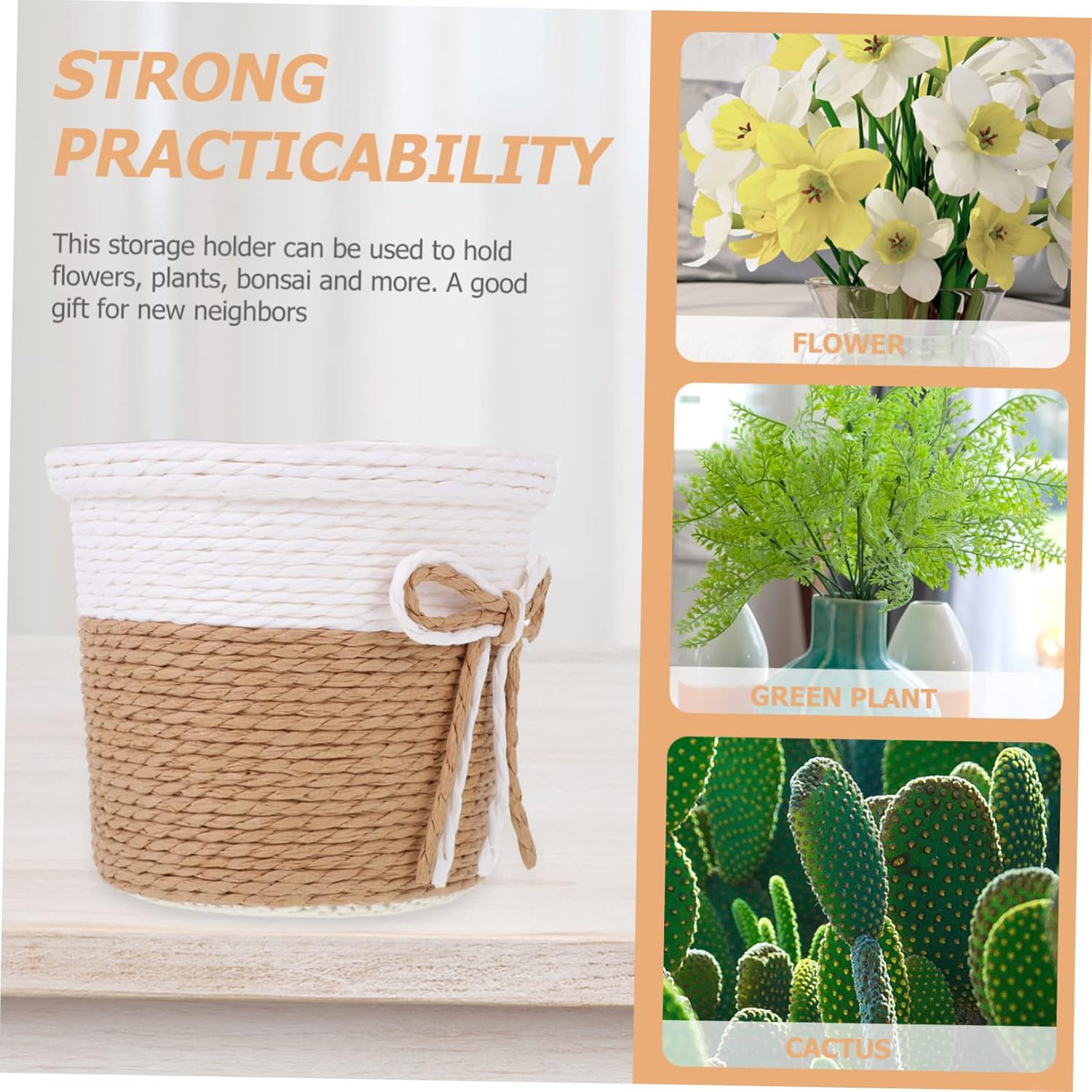 Levemolo 2Pcs Planting Baskets Versatile Nursery Pots for Flowers Cacti and Storage Creative Woven Design for Indoor and Outdoor Gardening image number 2