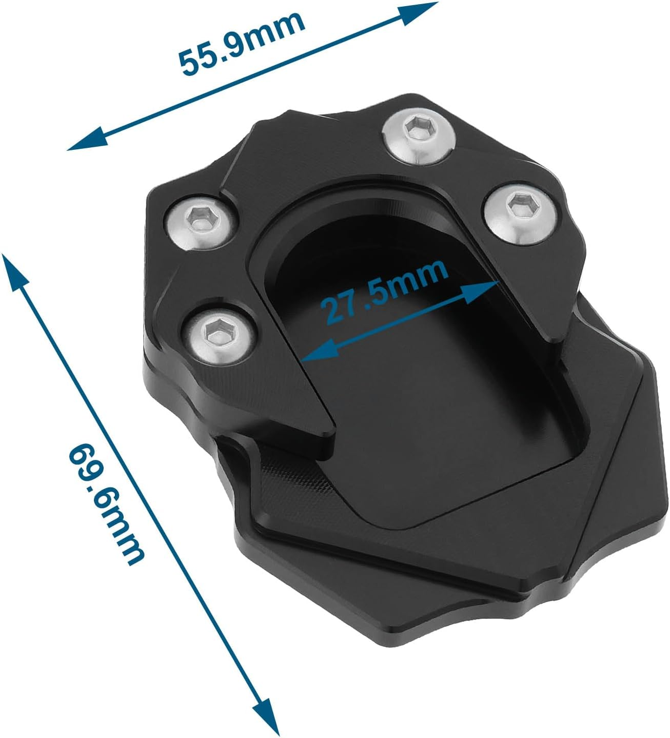 LT Easiyl 1PC Motorbike Kickstand Pad Aluminum Alloy Foot Side Stand Enlarge Extension Pad 69.6X55.9Mm Compatible with Piaggio Vespa GTS GTV 250 300 2013-2023 Black image number 1