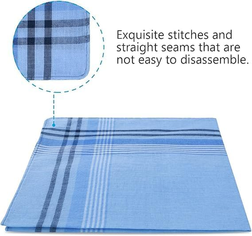 10Pack Quality Women Handkerchiefs | 100% Cotton Classic Large Handkerchiefs | Multicolor Striped and Plaid Vintage Pocket Squares | Suitable for Daily Use and Gifts image number 3