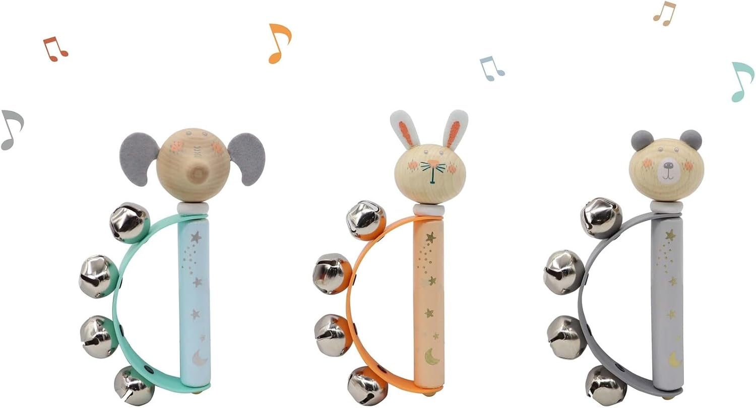 Kaper Kidz - Calm & Breezy Animal HANDBELL Wooden Baby Musical Toy image number 1