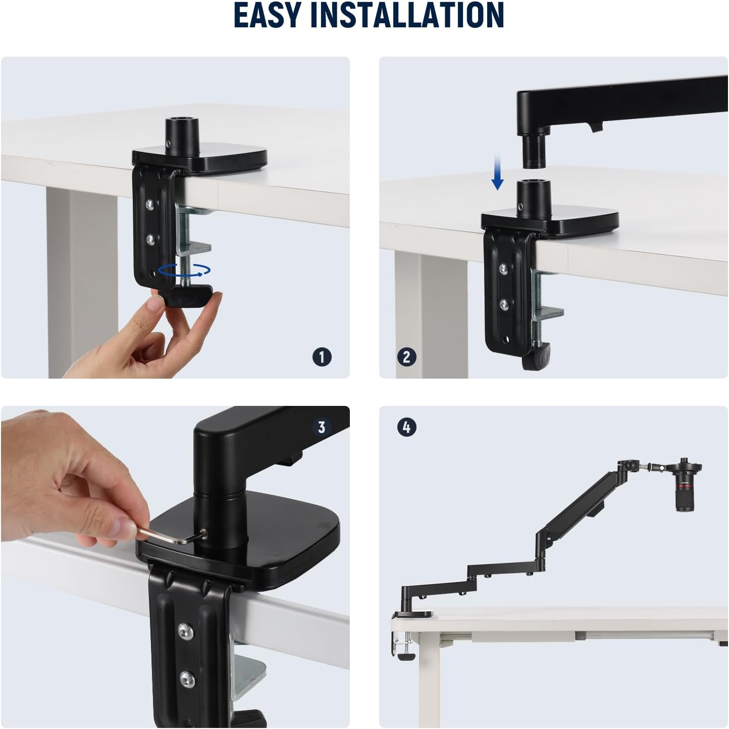 NEEWER Low Profile Mic Arm Desk Mount, 360&deg; Swivel Boom Arm with Pneumatic Damping Adjustable, Cable Management, Compatible with Shure MV7 SM7B Blue Yeti Gaming Streaming Podcast Microphone, MS002 image number 2