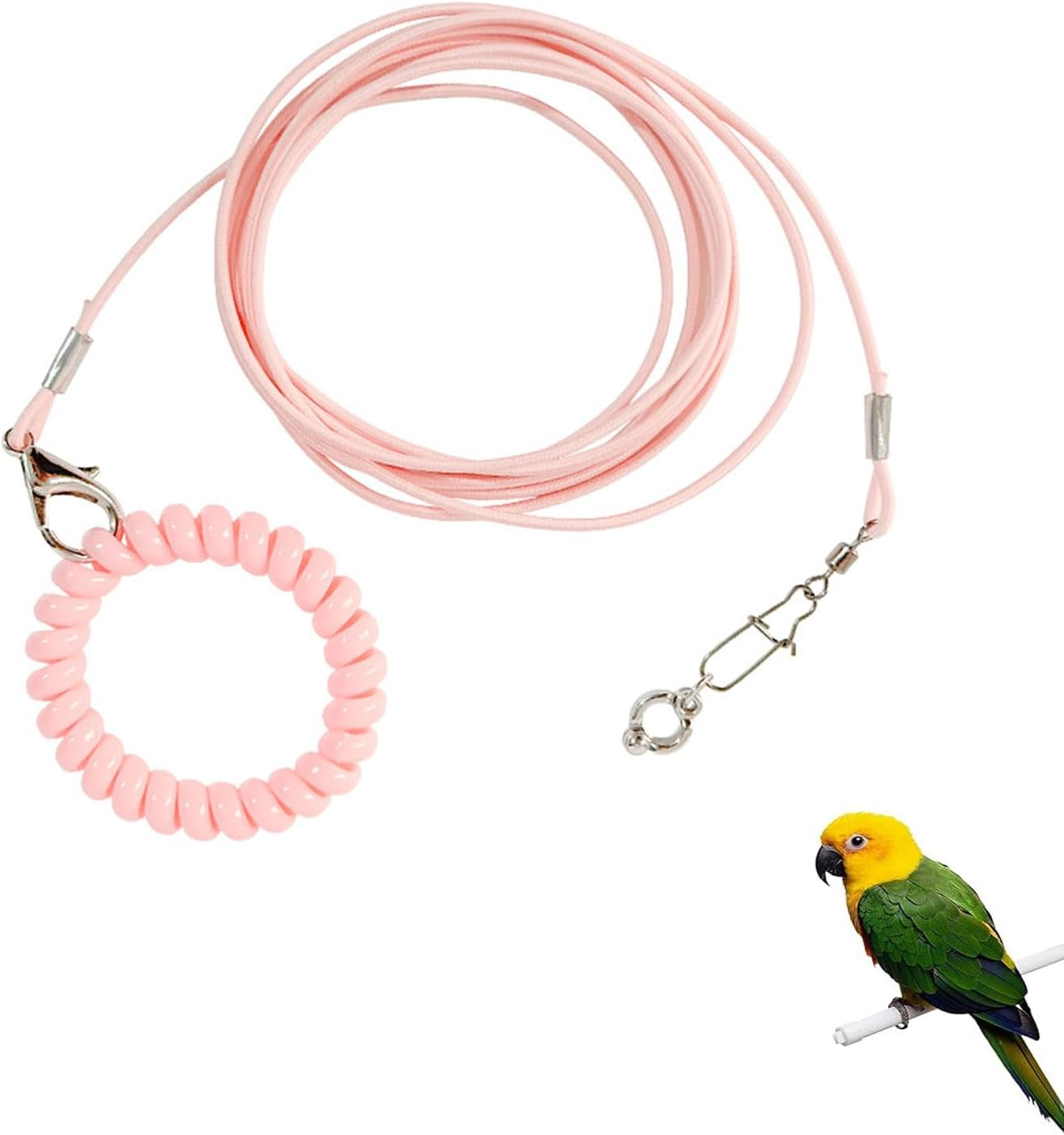 Adjustable Bird Foot Chain Harness Biting Resistant Training Toy with Ankle Ring for Pet Birds Outdoor Flying Training Rope for Terrace (Pink) image number 4