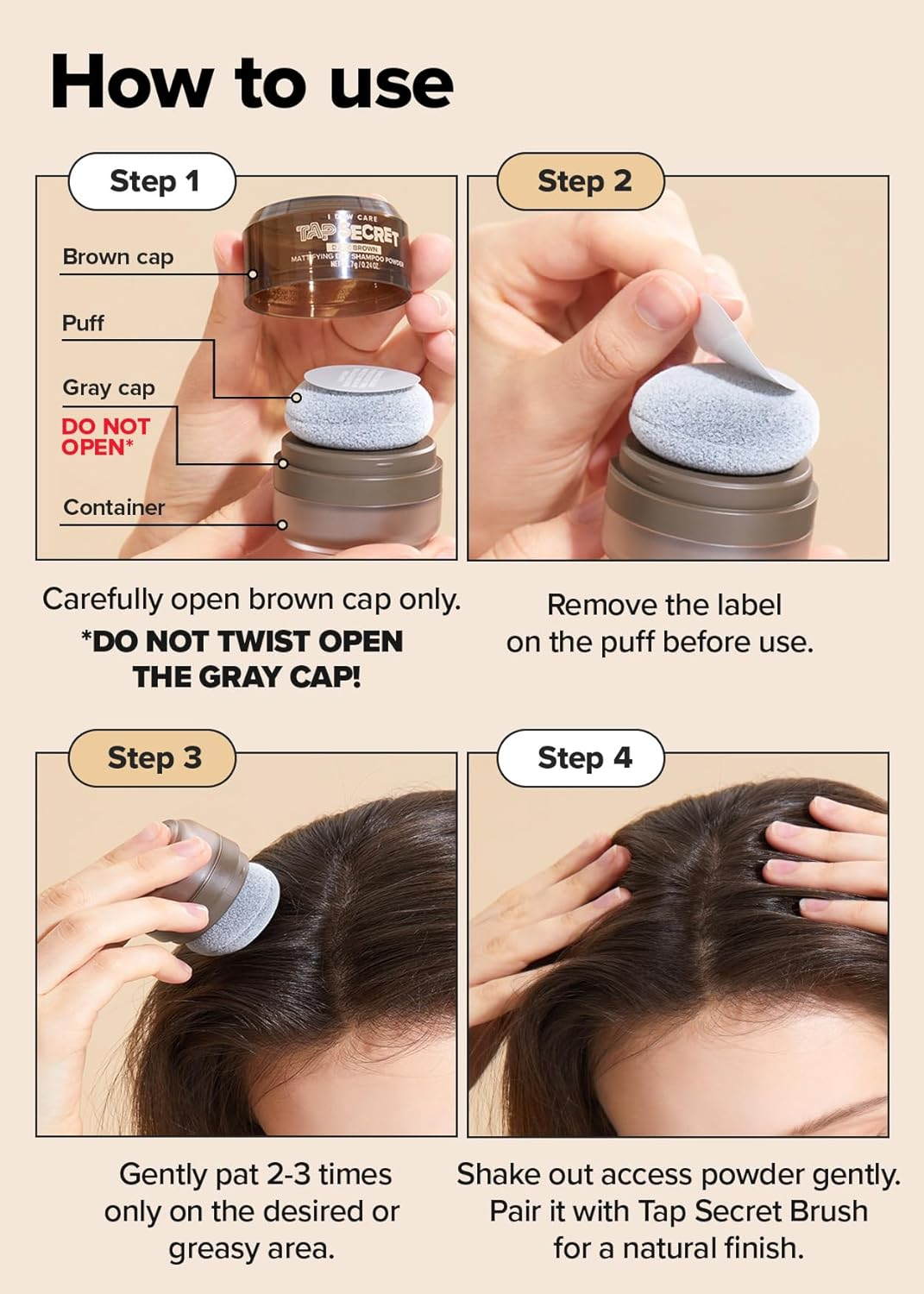 I DEW CARE Dry Shampoo Powder Refill - Tap Secret Dark Brown | with Black Ginseng, Non-Aerosol, Benzene-Free, Mattifying, Travel Size Dry Shampoo, Unisex, Root Touch Up, Texture Powder, 0.24 Oz. image number 1