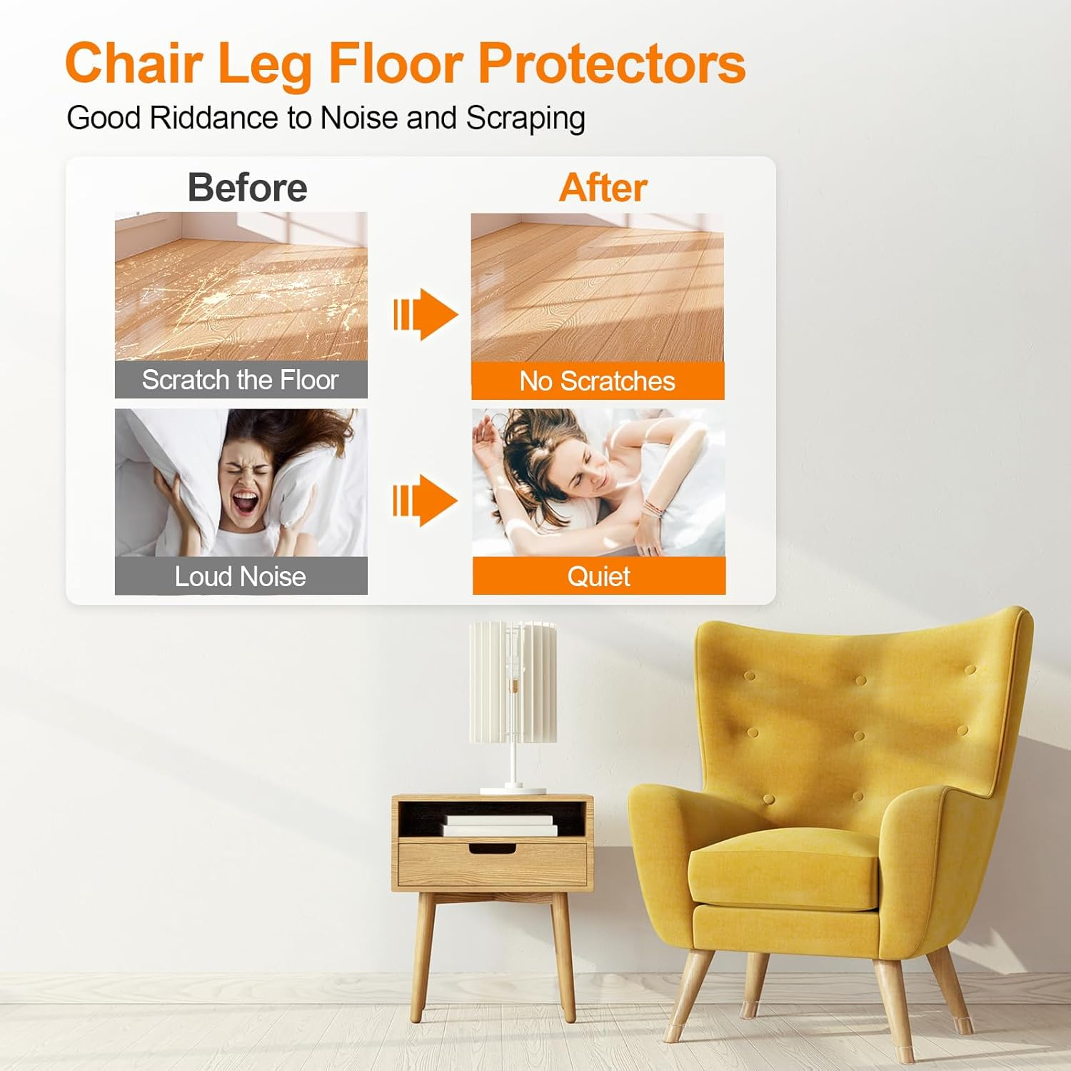 24Pcs Silicone Chair Leg Floor Protectors, Felt Furniture Pads for Hardwood Floors, Rubber Chair Leg Protectors for Hardwood Floors, Chair Leg Caps Chair Leg Covers for Wooden Floors(Clear, Large) image number 2