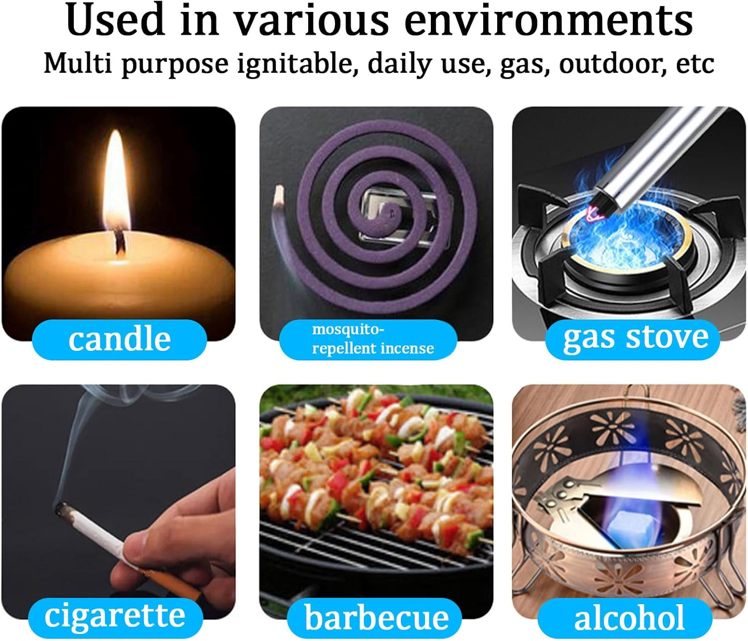 2Pcs Candle Lighter, Rechargeable Electric Lighter Candles, Windproof Belt Led Battery Display Ion Windproof, Safety Switch Flameless, for Candle Barbecues, Fireplaces, Camping, Fireworks Cooking image number 5