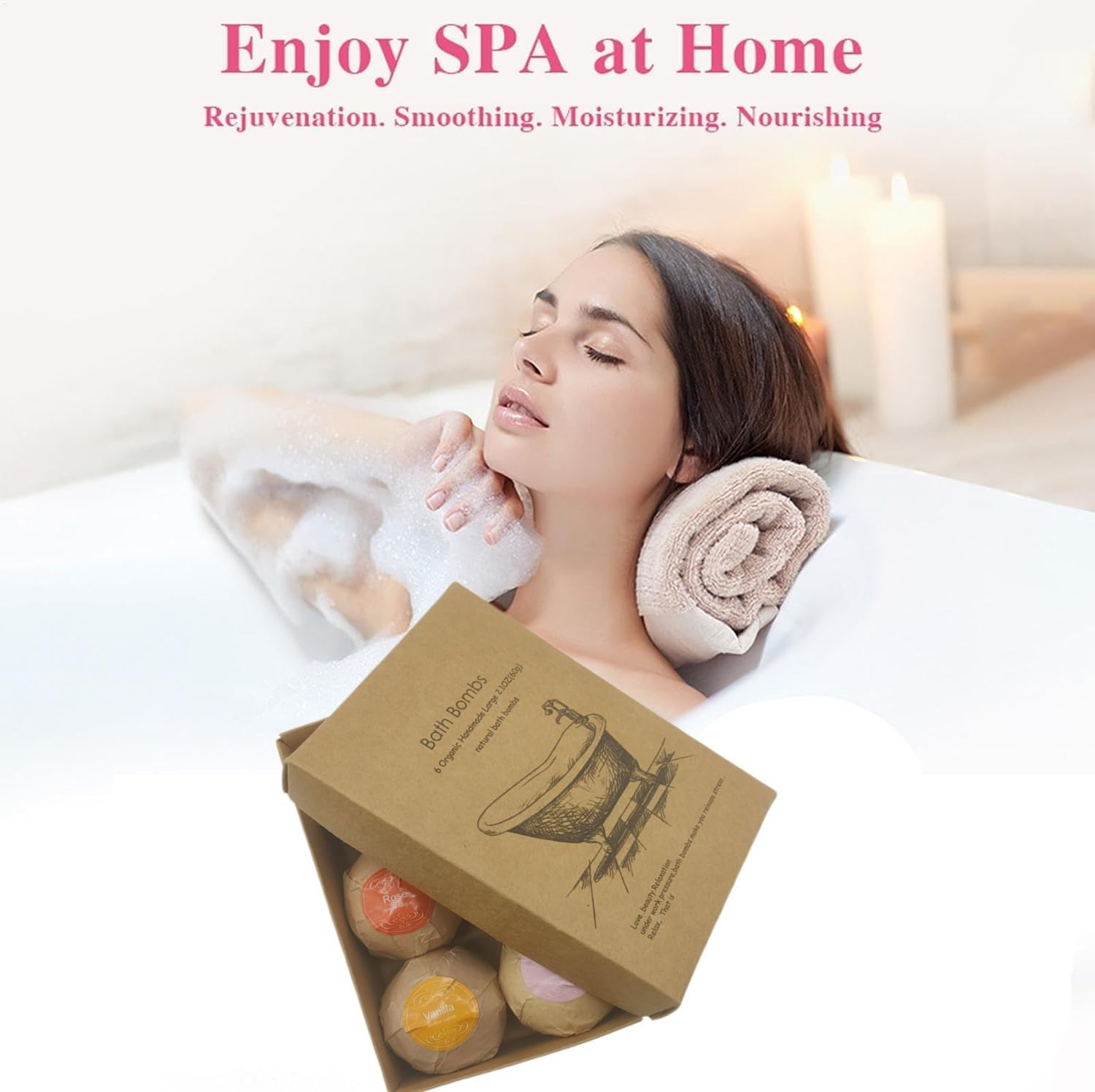 Bath Bombs Gift Set, 6 Handmade Bath Bombs with Essential Oils, Rich Fizz, Bubbles, Handmade Bath Bombs for Skin Moisturize image number 6