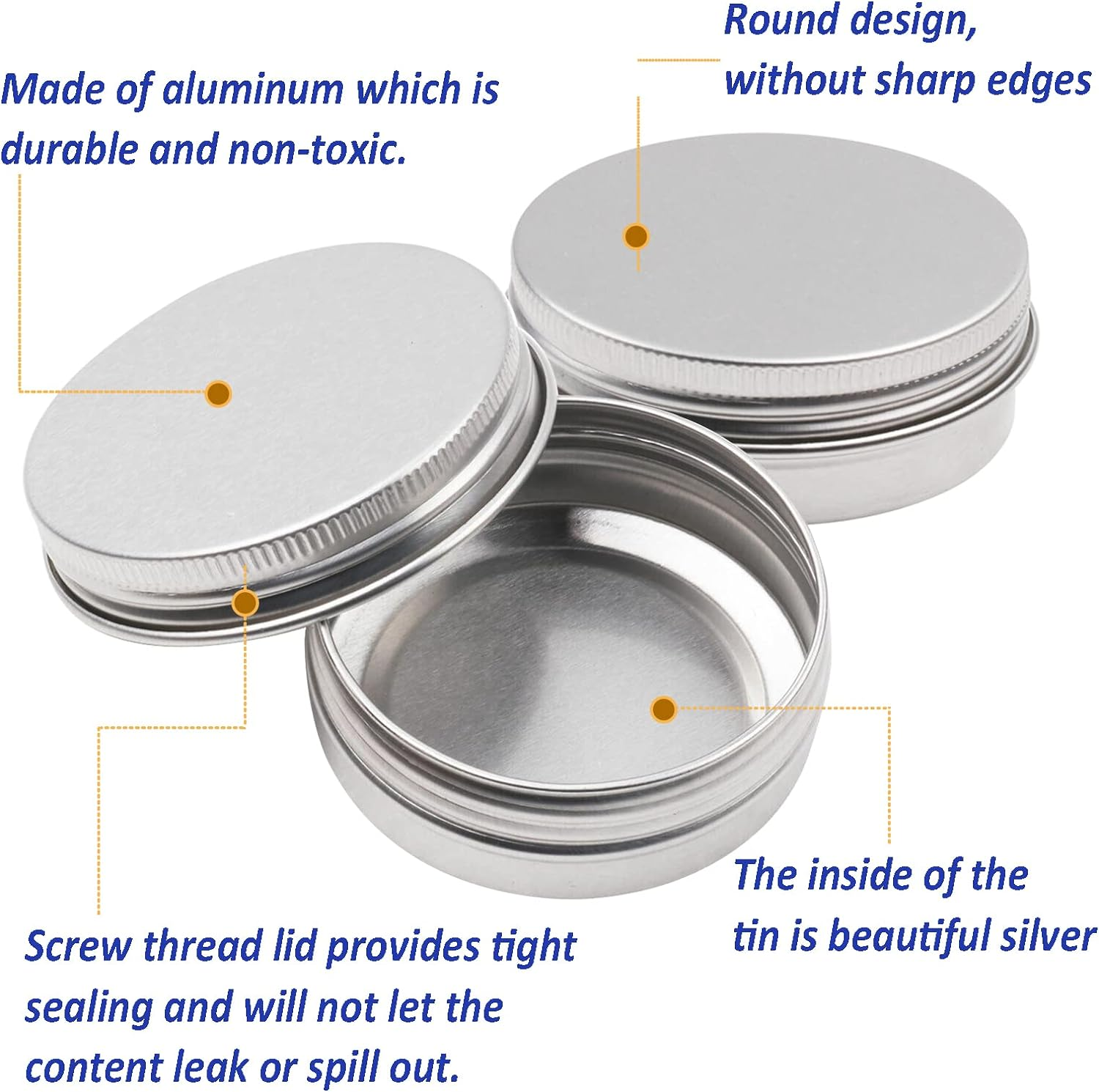 Acbbmns 10 Pack 30Ml Aluminum Tin Jar Refillable Containers round Empty Tins with Screw Lid, Silver Cosmetic Sample Jars Storage Containers for Lip Balm, Salve, Eye Shadow, Spices image number 1