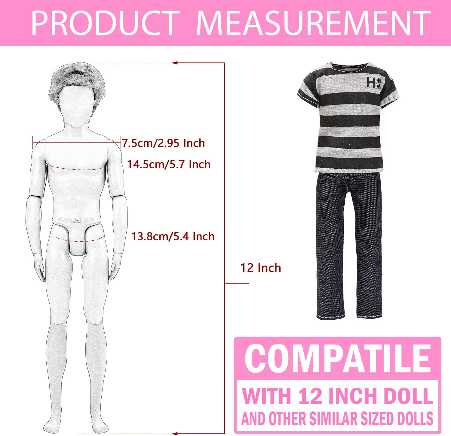 Barwa 24 Accessories Selected Randomly for 11.5 - 12 Inch Girl Dolls and 12 Inch Boy Dolls: 6 Clothes + 4 PCS Shoes for Boy + 3 Tops + 3 Pants + 3 Dresses + 5 PCS Shoes for Girl
