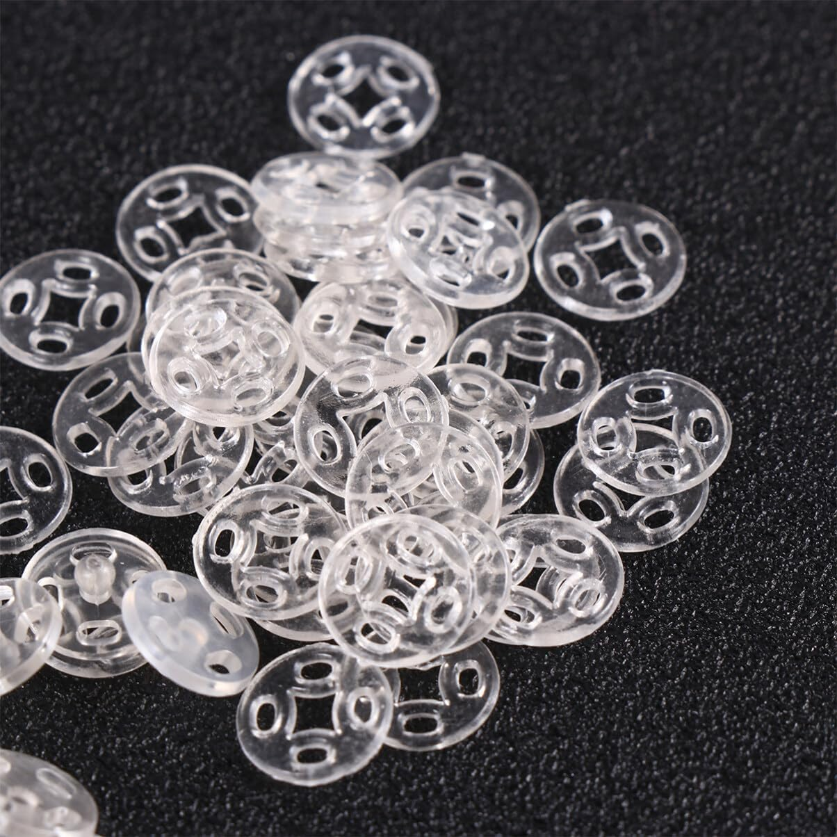 Tofficu 100Pcs Plastic Snaps for Fabric, round Buttons 10Mm, Sew on Snaps for Shirt Clothing Sewing image number 2