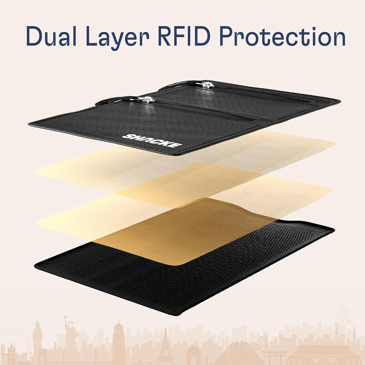 Shacke Hidden Travel Belt Wallet W/Rfid Blocker (Black with Black Strap) - Black Neck/Belt Hybrid Wallet image number 4