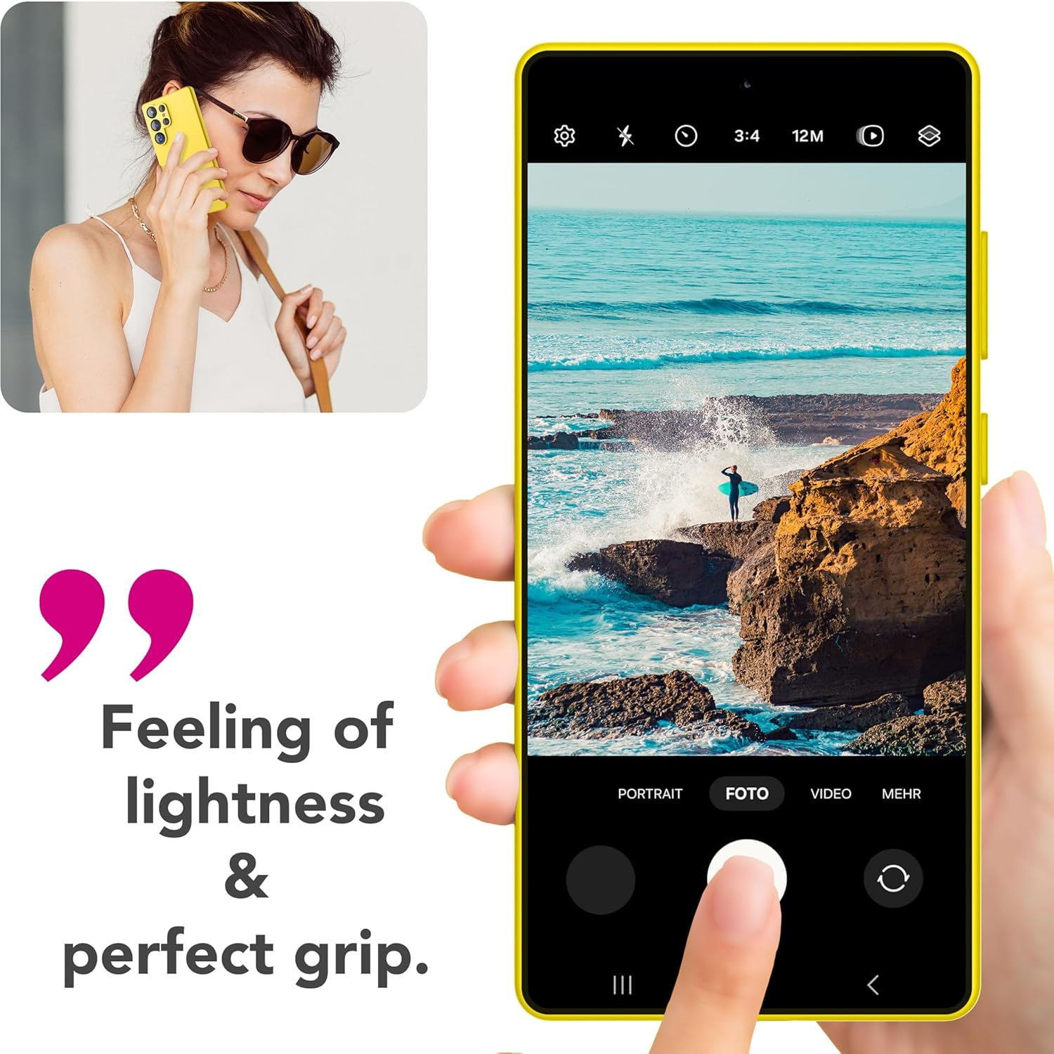 NALIA Phoenix Case for Samsung Galaxy S25 Ultra, Wipe-Clean Velvet, Soft Liquid Silicone Mobile Phone Case, Fluffy Microfibre Lining, Thin Non-Slip Silicone Protective Case, Colour: Neon Yellow - Ash Grey image number 3