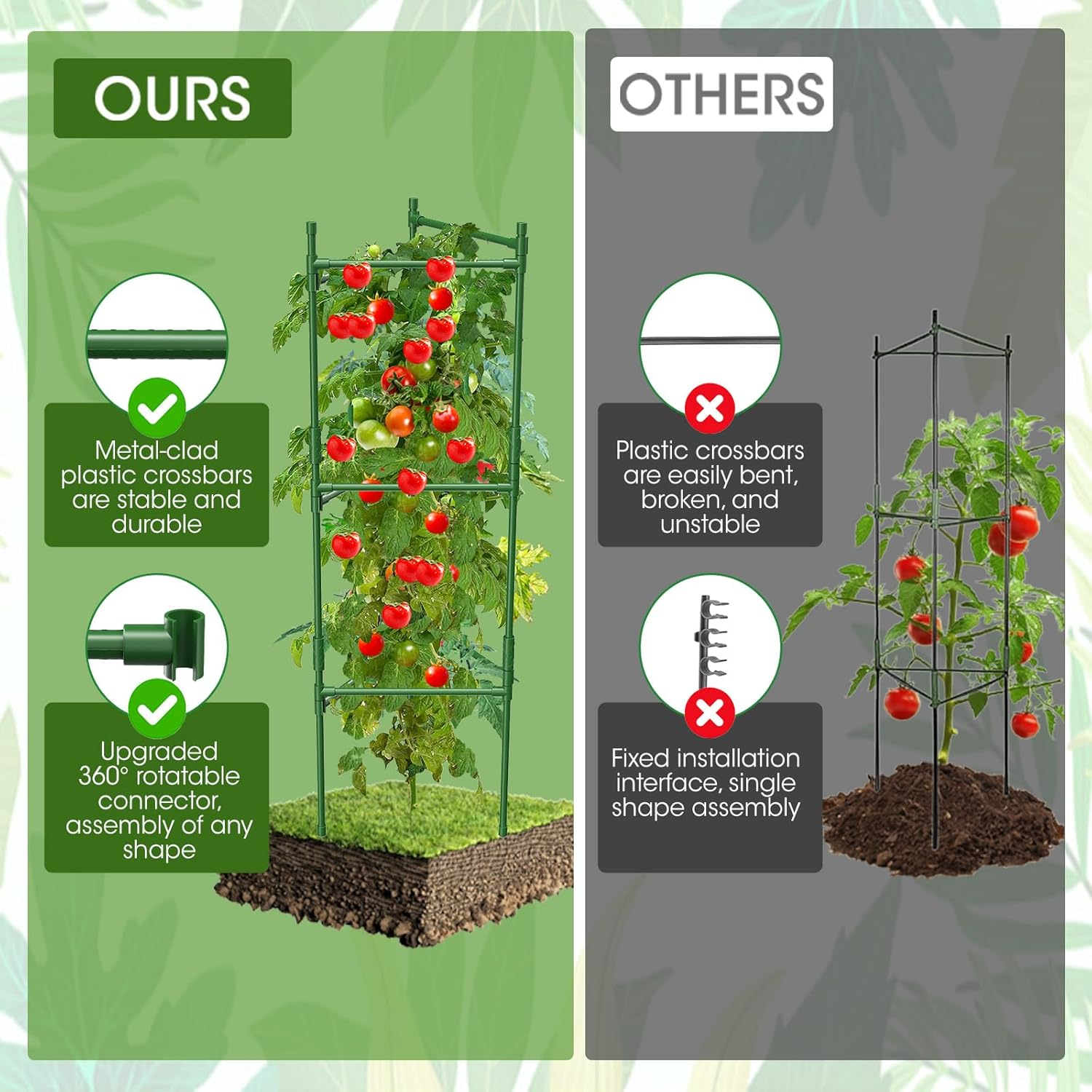 3 Pack Tomato Cages Trellises for Garden, 120Cm Tomato Triangle Cages Trellis for Raised Garden Bed and Pots, Plant Cages & Supports (3 Pack) image number 1