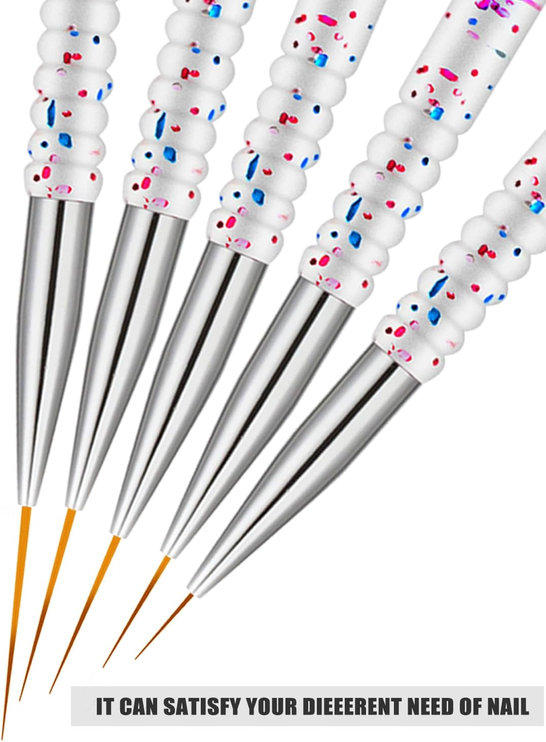 5Pcs Nail Art Brushes, Etercycle Thin Nail Brush for Nail Art, Fine Acrylic Nail Brush for DIY Design(7/9/11/15/20Mm) image number 3