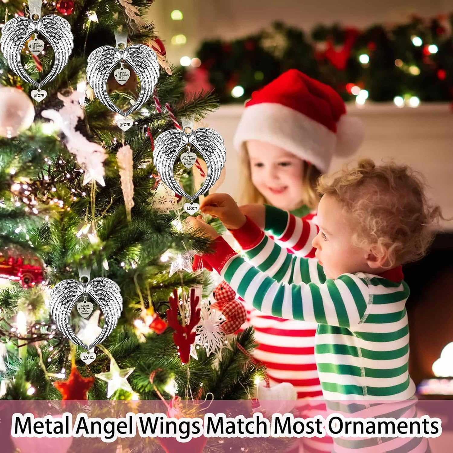 Sympathy Gifts a Piece of My Heart Is in Heaven Angel Wings 2023 Christmas Ornaments Decorations for Loss of Loved Son image number 3