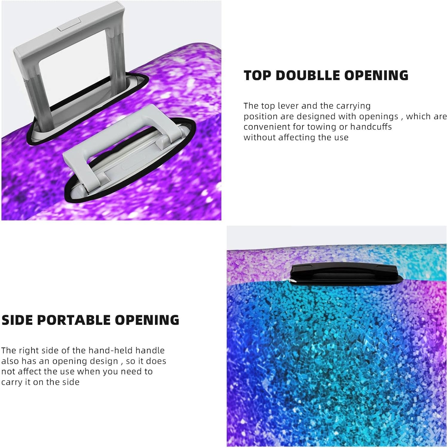 Glitter Sequin Spot Luggage Cover Anti-Scratch Suitcase Protector Fits 18-32 Inch Luggage image number 5