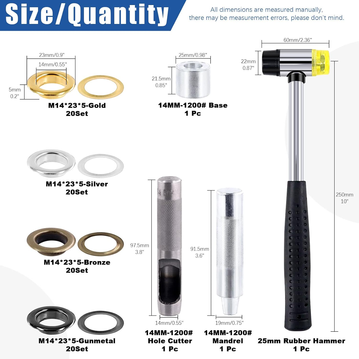 Glarks 82Pcs 14MM Thickened Grommets Eyelets with Tool Sets, 80Pcs 4 Colors Grommets Eyelets with Washers and 4Pcs Installation Tools for Fabric, Canvas, Curtain, Clothing, Leather Repair image number 6