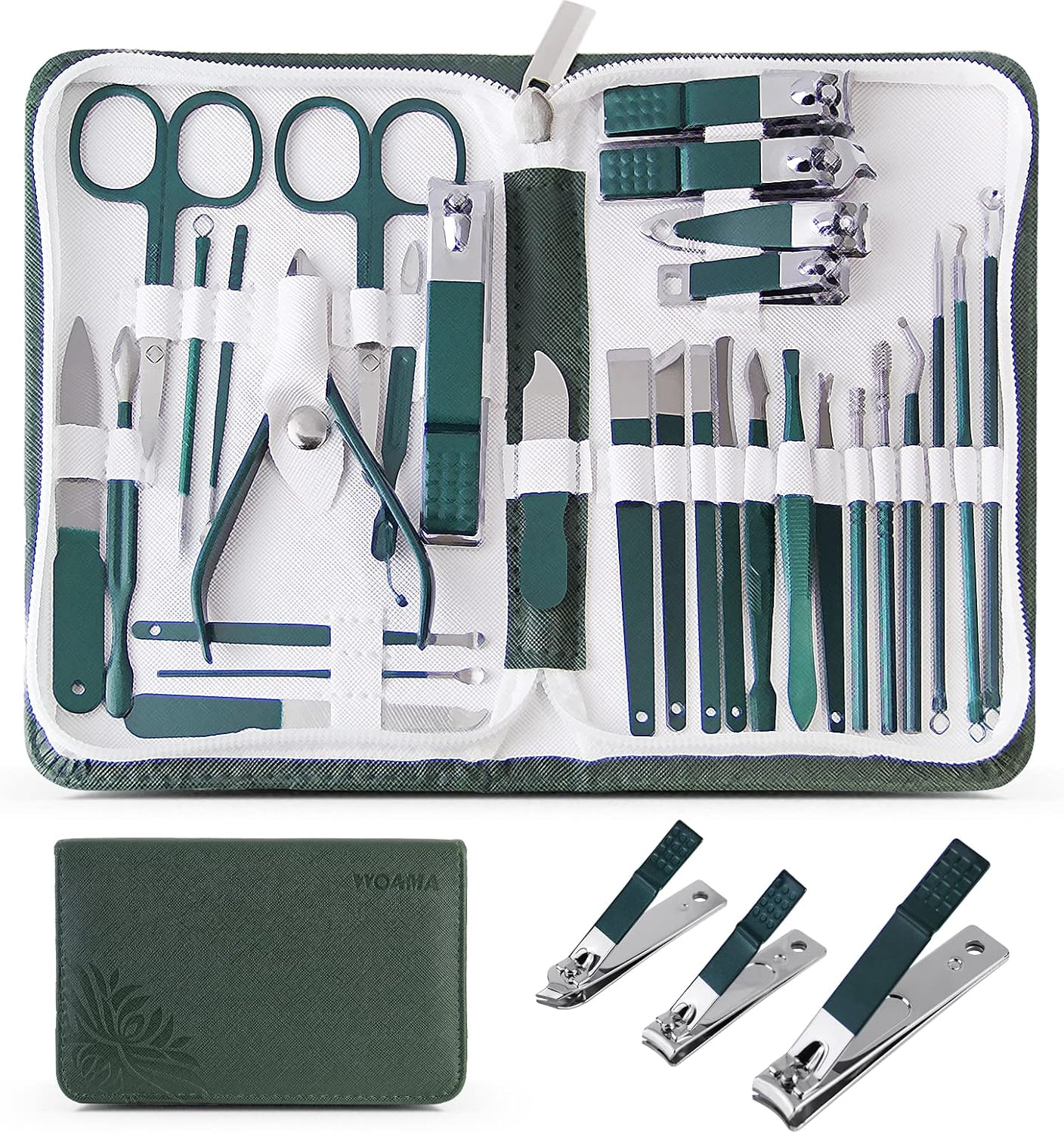 WOAMA Manicure Set 30 in 1 Nail Clipper Set Nail Kit for Women Men Stainless Steel Manicure Kit Professional with Travel Case