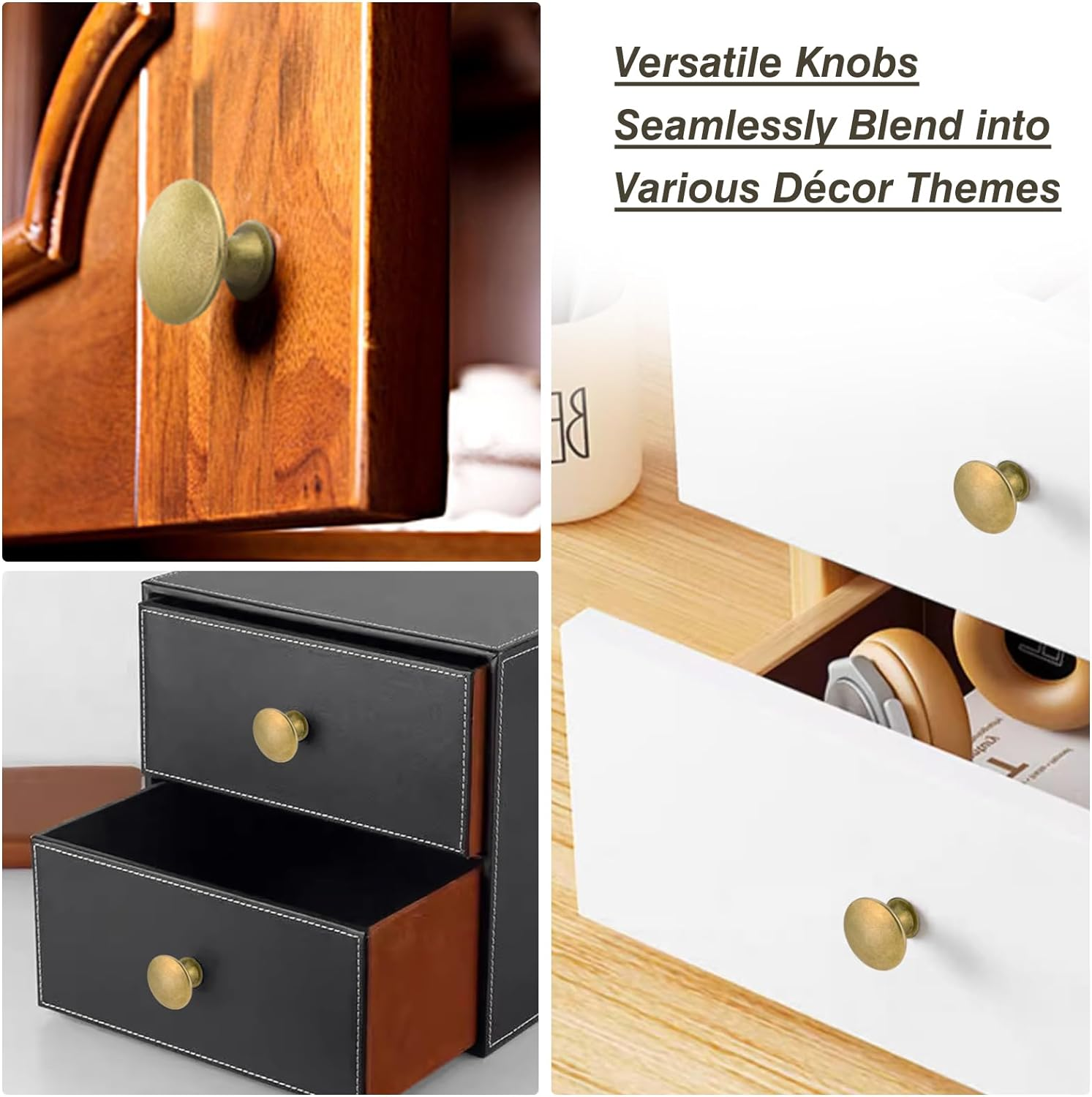 Tsunnee 12PCS Vintage Cabinet Knobs, Chic Drawer Knobs, Antique Brass Kitchen Cupboard Handles, 30Mm round Furniture Door Knobs image number 5