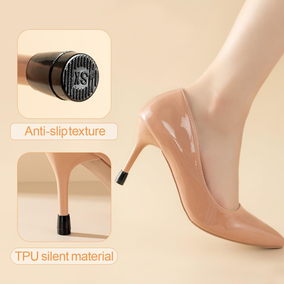 WELANE High Heel Protectors, 8 Pairs White and Black High Heel Stoppers for Grass, Weddings, Formal Occasions (4 Sizes)