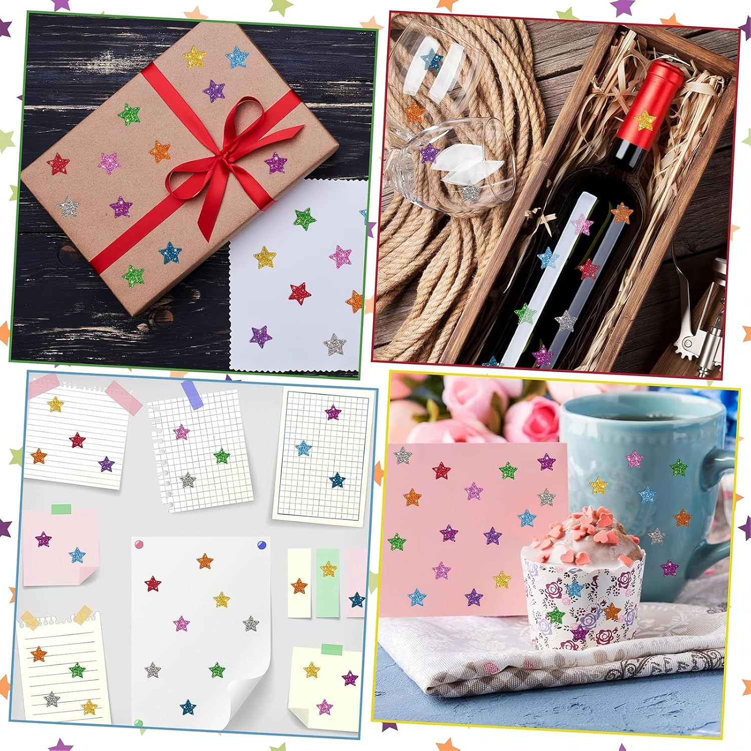 1120 Pcs Sparkly Reward Star Stickers, Glitter Shiny Teacher Star Stickers (Multi-Color, 2.2 Cm) image number 1