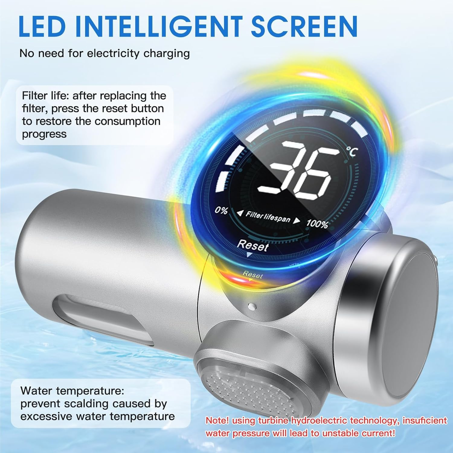 UV Faucet Water Filter, Smart Purifier | Nsf-Certified Lead/Chlorine/Metal Removal | Real-Time Filter Life Alert | 2 Cartridges & Universal Fit image number 1