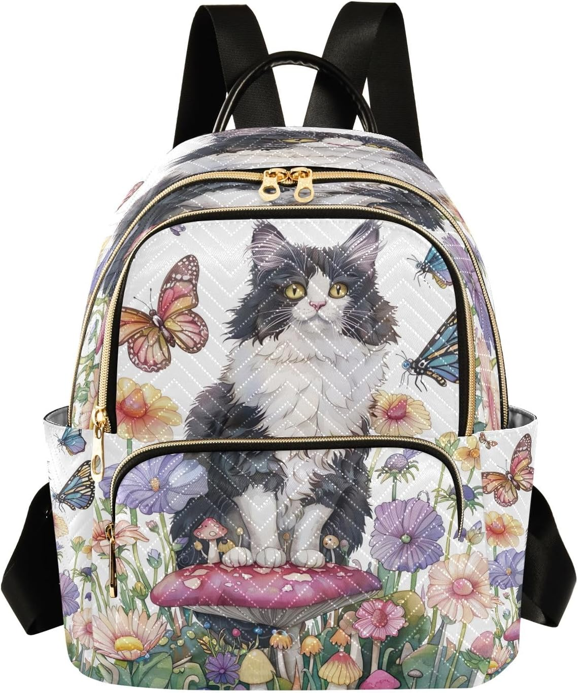 Joisal Stained Glass Style Cat Mini Backpack Women anti Theft Computer Backpack for Women, Travel Backpack Women