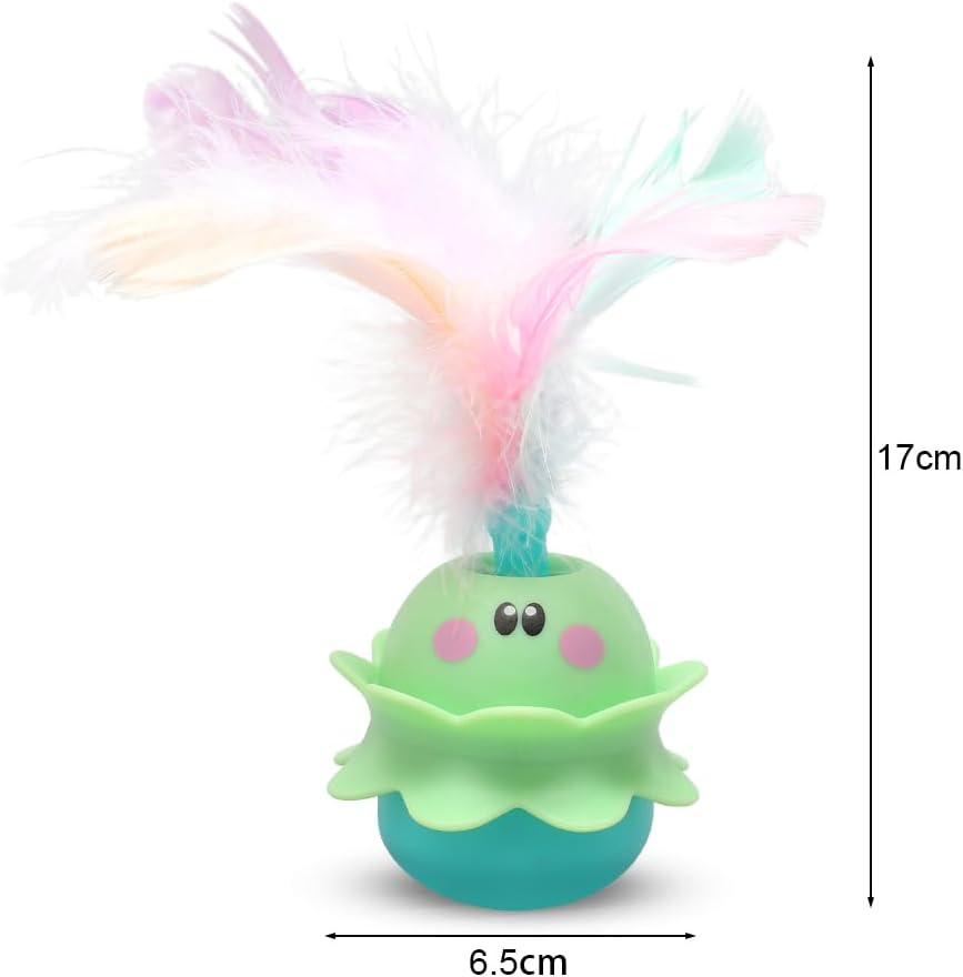 LOMUG Electric Cat Toy, 2-In-1 Interactive Toy Cats, Automatic Rotating Tumbler Cat Toy with Feather and Sound Rechargeable Lights Cat Toy Gifts for Cat Lovers image number 3