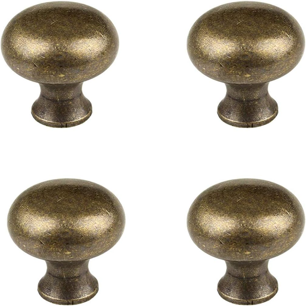 RZDEAL 4 PCS 1.0'' X 0.9'' Brass Mirror-Polished Pulls round Brass Pulls Antique Simple and Elegant Pulls Solid Hardware Knobs for Furniture Cabinet Closet Drawer Box Door Handles