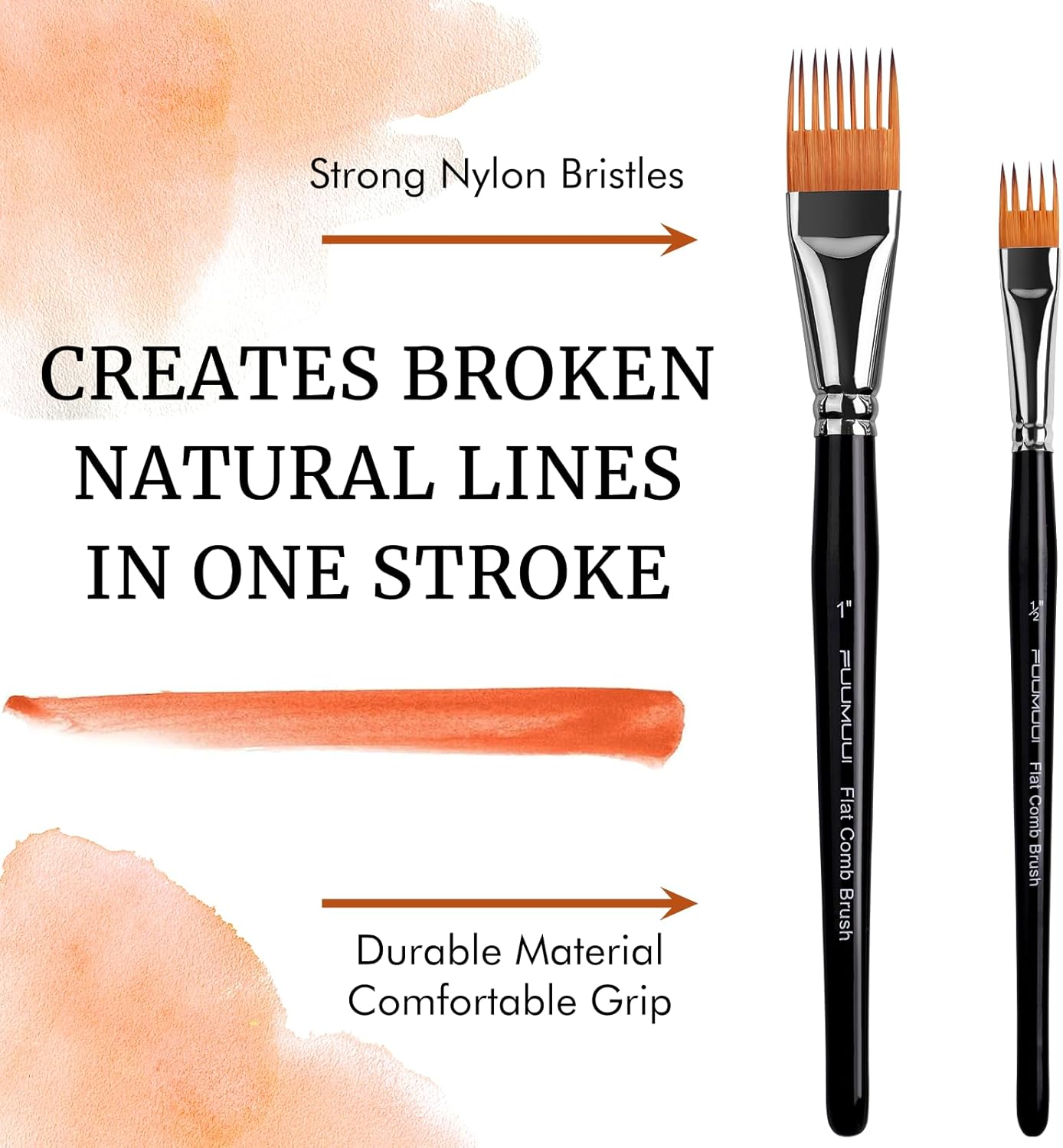 Grainer Brush Set&ndash;5Pcs Professional Flat Comb Brushes for Unique Texture Painting Perfect for Artists Acrylic, Watercolor and Oil image number 4