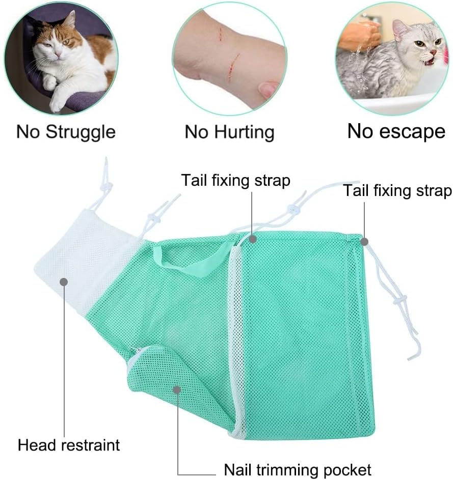Mioyoow Cat Bathing Bag, Breathable Kitten Shower Mesh Bag, Adjustable Multifunctional Cat Washing Mesh Bag for Bathing, Nail Cutting Ears, Clean image number 3