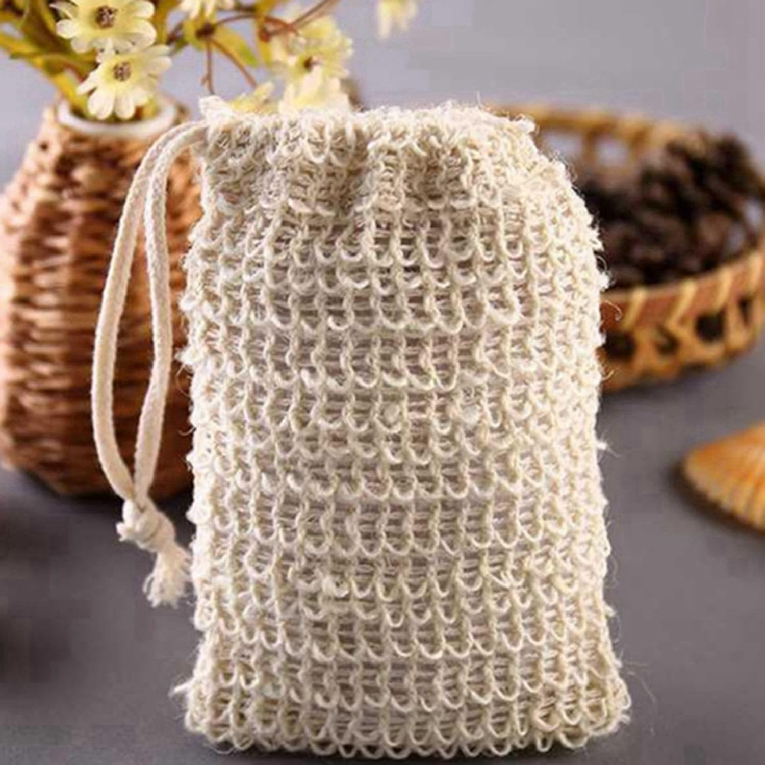 200Pcs Shower Bath Sisal Soap Bag Natural Sisal Soap Bag Exfoliating Soap Saver Pouch Holder image number 5