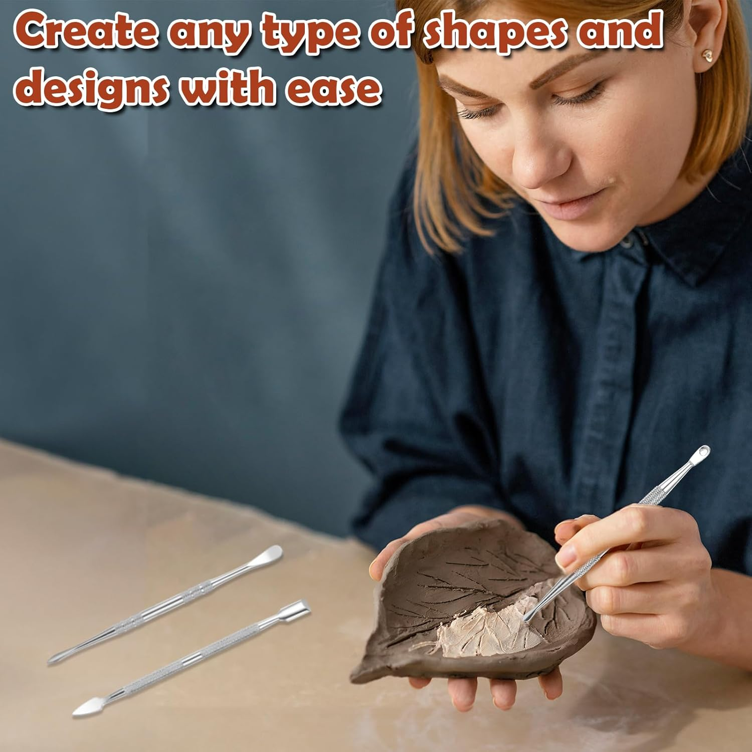 Wax Carving Tools Set, Stainless Steel Clay Sculpting Tools Double-Ended Pottery Carving Tools Wax Modeling Tools Dental Carvers Tools Wax Accessories Modeling Sculpting and Shaping(3 Styles) image number 6