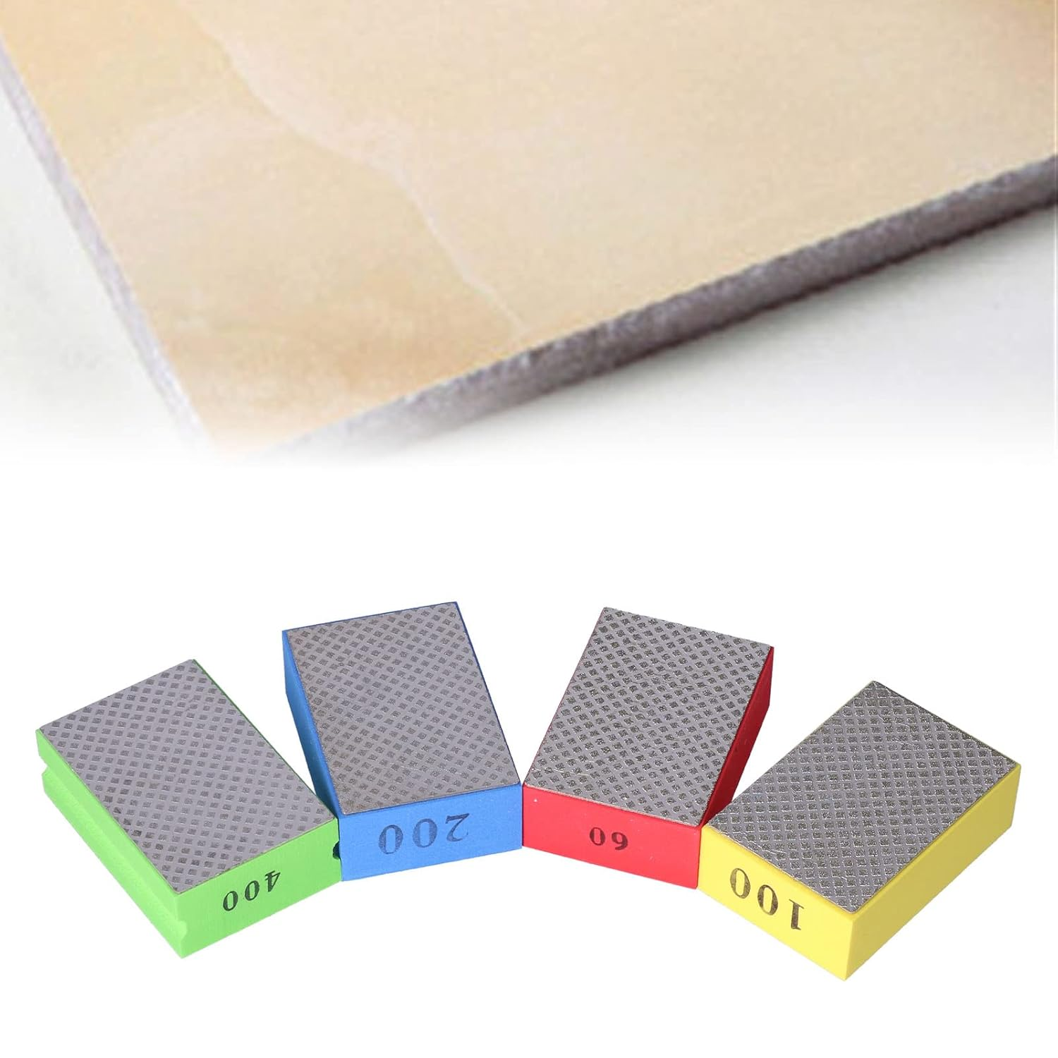 CHICIRIS Hand Polishing Pads, Sanding Block, Durable Stone Tile Trimming Deburring 60# 100# 200# 400# Grit for Stone Polishing image number 4