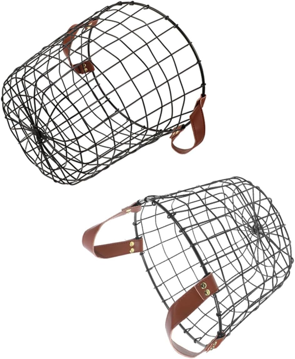 UKCOCO 2Pcs Metal Firewood Storage Basket with Handles Large Small Wire Logging Carrier for Camping Firewood Foldable Handle Design for Indoor Outdoor Use Multifunctional Rustic Storage image number 3