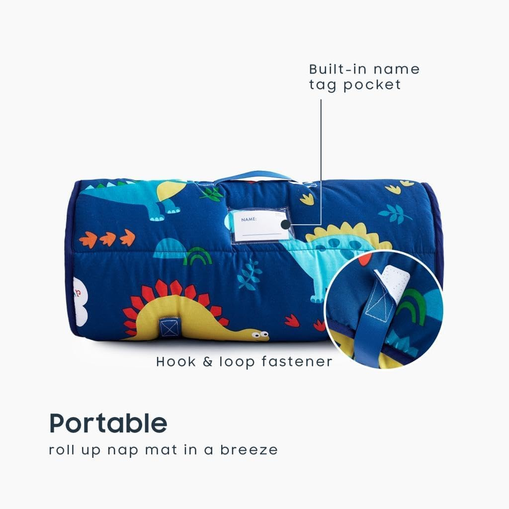 Wake in Cloud - Toddler Nap Mat with Pillow and Blanket, 100% Cotton Fabric, for Kids Boys Girls in Daycare Kindergarten Preschool image number 5