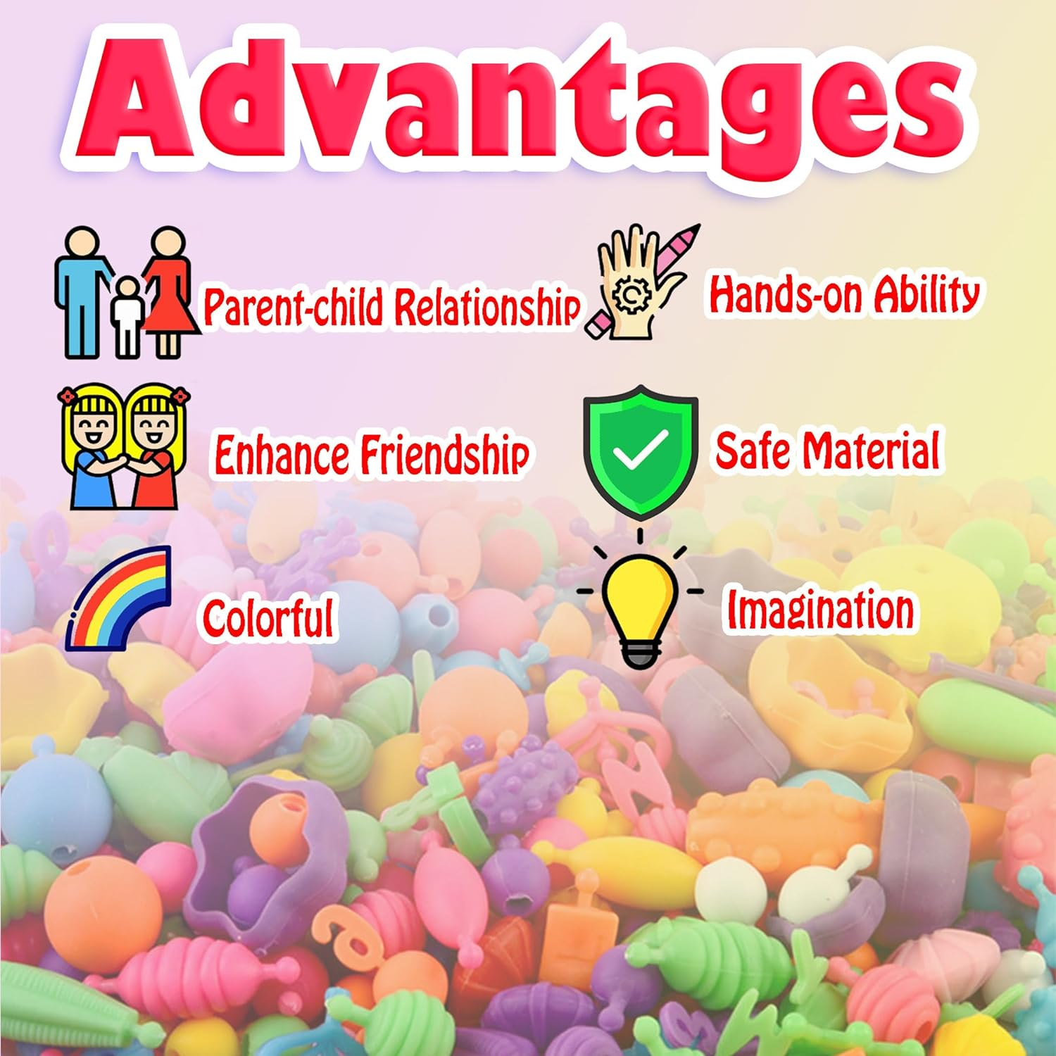 Yowamho 543+ Pop Beads - Beads for Jewelry Making Kit, Crafts for Kids Ages 4 5 6 7 8, Arts and Crafts Supplies, Birthday Christmas Jewellery Gifts. image number 5