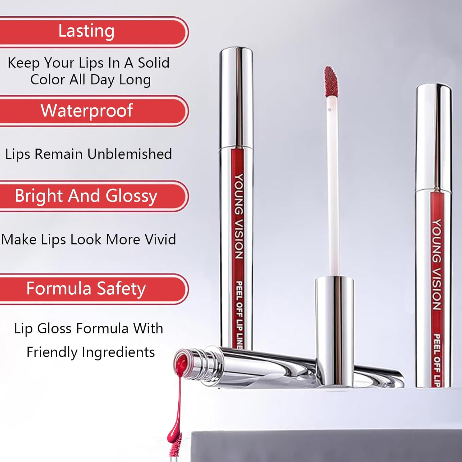 Peel off Lip Stain, Long Lasting Waterproof Peel off Lip Liner, Matte Finish Lip Tint Stain Peel Off，Lip Tint Peel off (Orange, One Size) image number 3