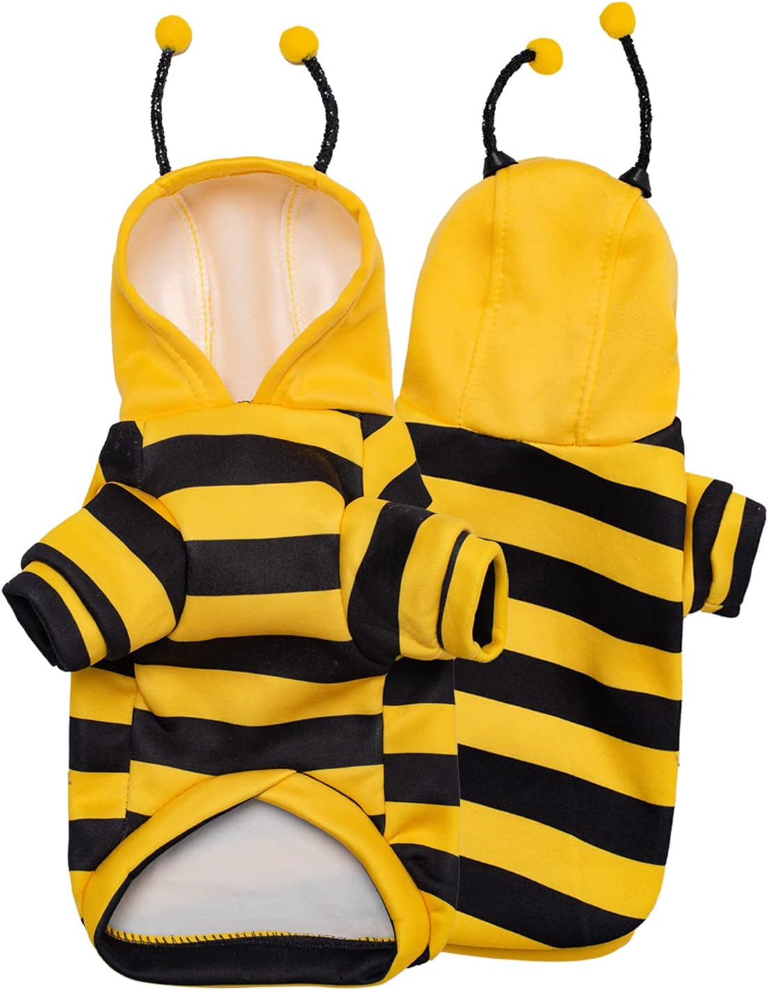 Catmama Pet Clothes Bee Costume Yellow and Black Hooded Sweatshirt Cute Warm Jacket-L image number 5