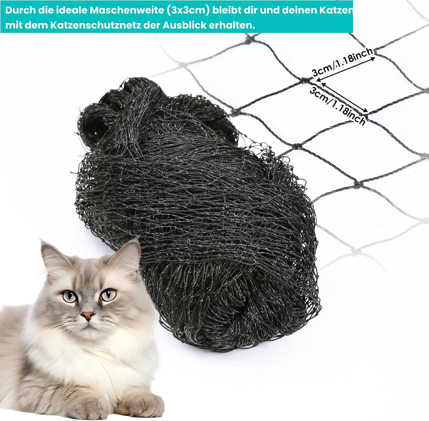 Parain Cat Net for Balcony Window Wire Reinforced Cat Protection Net Robust Protective Net 2 X 3 M image number 3