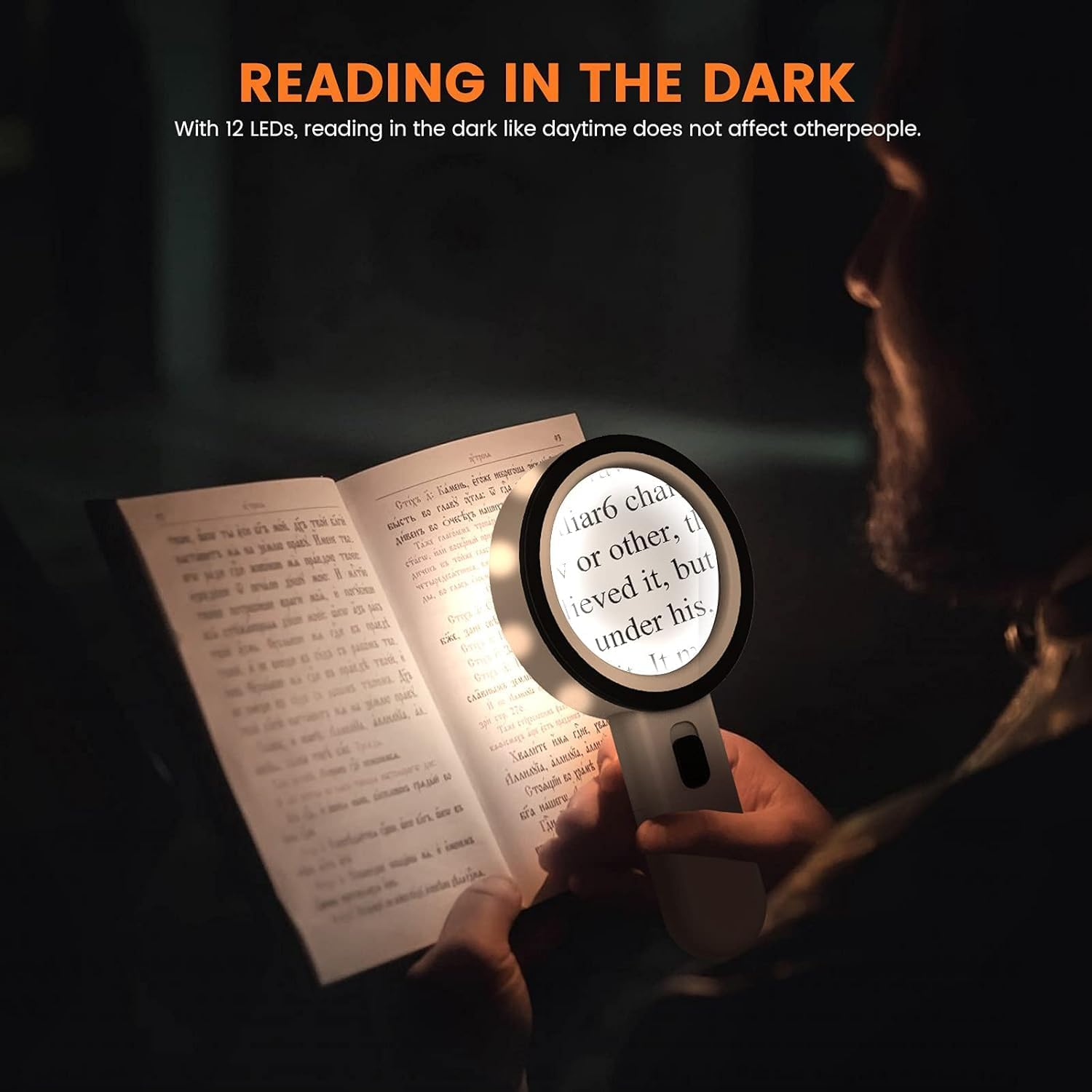 Mumoo Bear Magnifying Glass with Light, 30X Handheld Large Magnifying Glass 12 LED Illuminated Lighted Magnifier for Macular Degeneration Seniors Reading Inspection Coins Jewelry image number 2