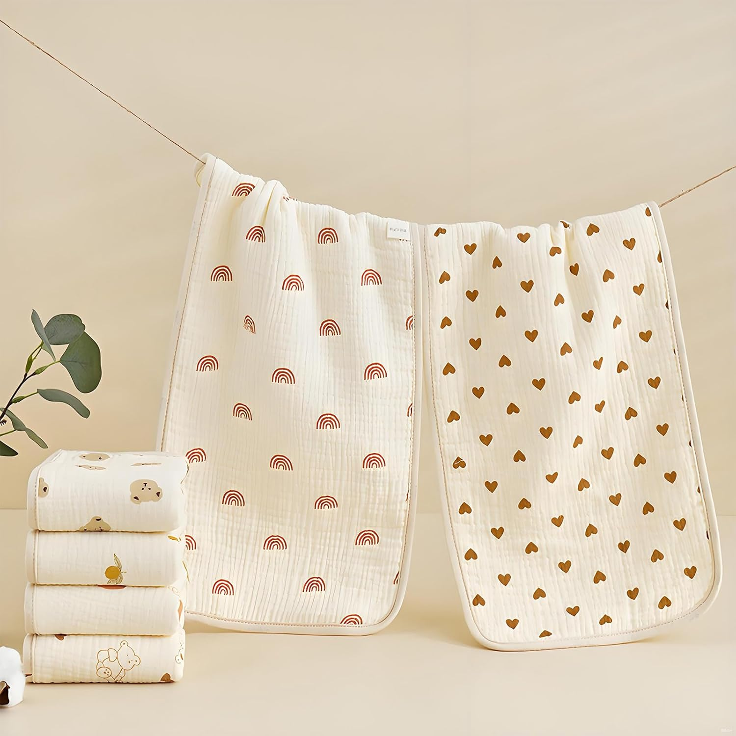 6 Pack Muslin Burp Cloths Premium Cotton-Large Size 20" X 10"，Soft Breathable Muslin Baby for Boys & Girls image number 2