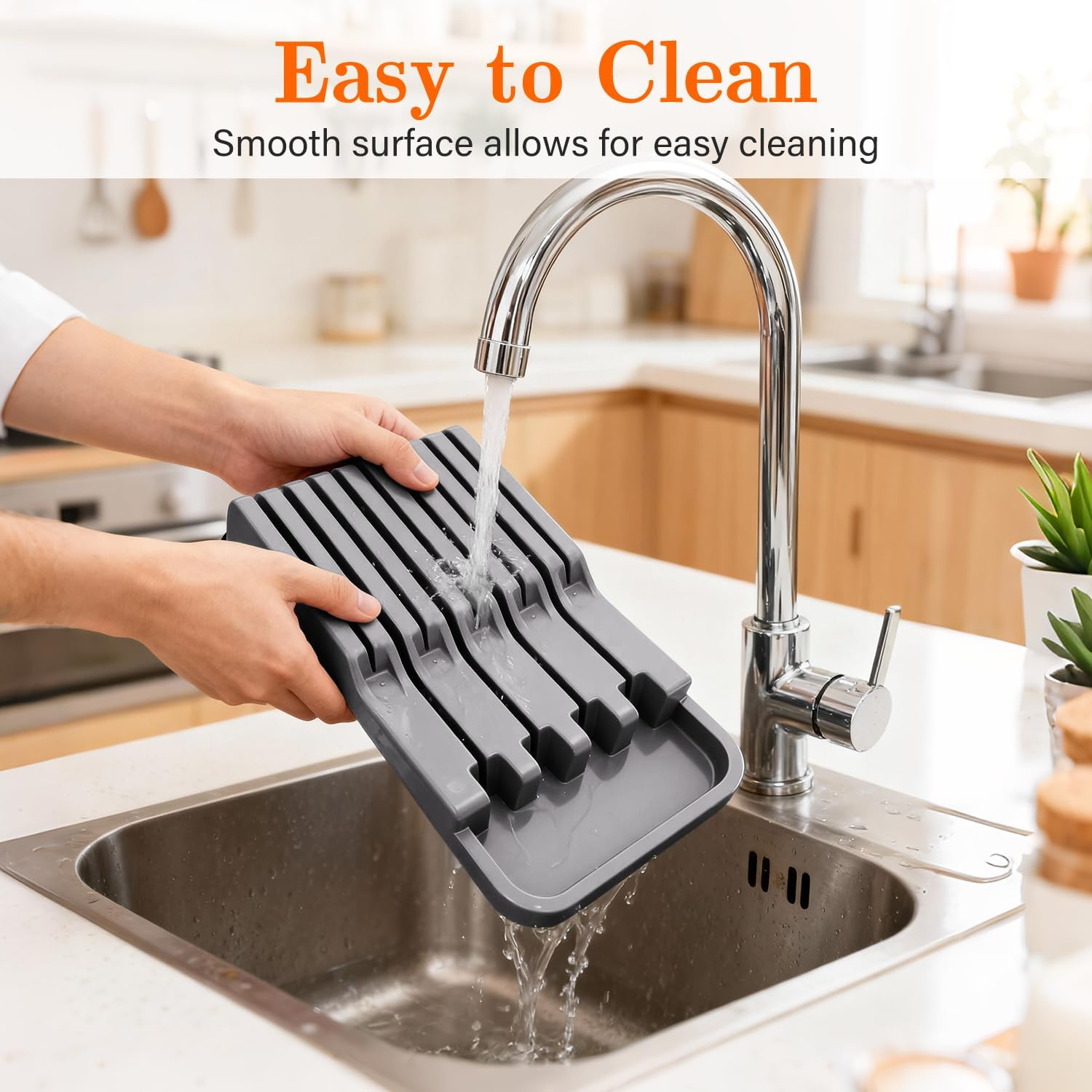 In-Drawer Knife Block, 2 Tier Knife Drawer Organizer for Kitchen, Knife Holder Drawer Insert with 9 Slots, Kitchen Organisation & Drawer Storage for Kitchen Countertops, Drawers image number 2