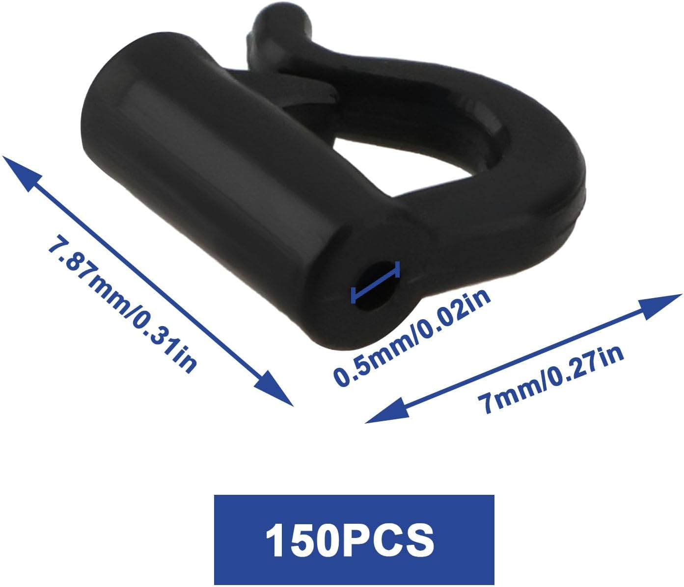 Emsea 150Pcs Quick Change Spinner Clevis Fishing U-Clip Crawler Harness Clamp for Fishing Blades and Spoons Accessories 7.87X7X0.5Mm - Black image number 6