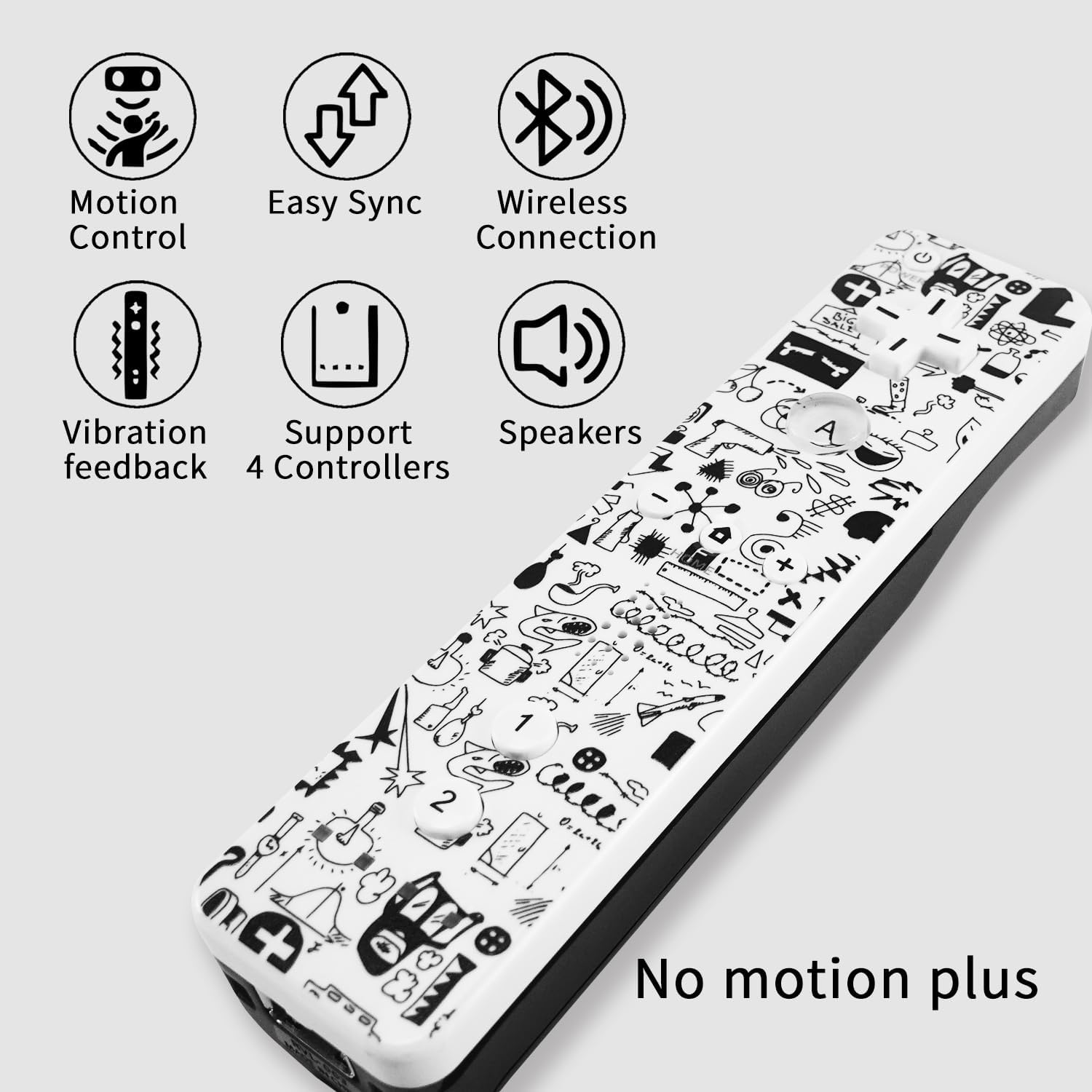 QUMOX Wii Remote Controller and Nunchuck Black Compatible for Wii/Wii U Console (Motion plus Not Included) image number 2