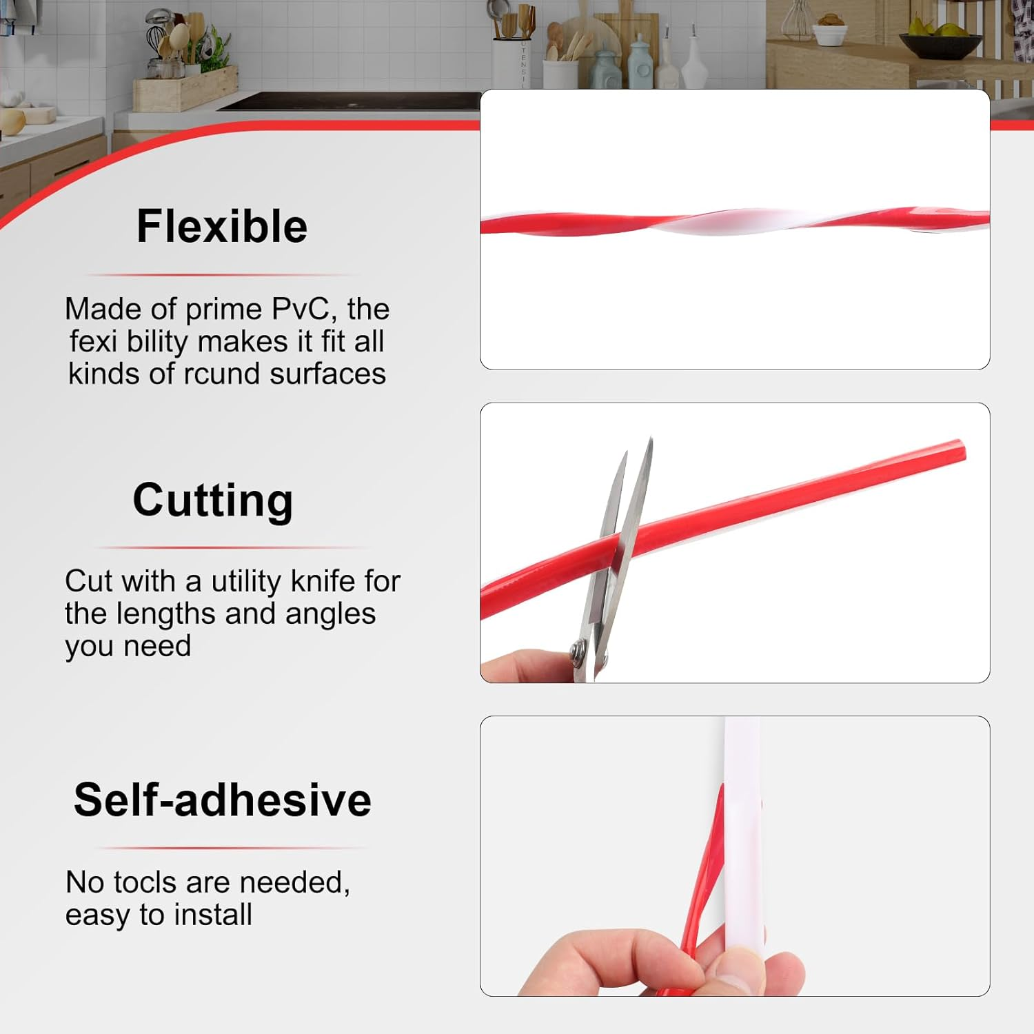 TECDW 3M Flexible Trim Caulk Strip, Quadrant Wall Molding Trim, Self-Adhesive Quadrant Trim, Peel and Stick Baseboard Trim for Wall Edge, Wall Corner, Floor, Tile Edge, Ceiling (12Mm X 9Mm)