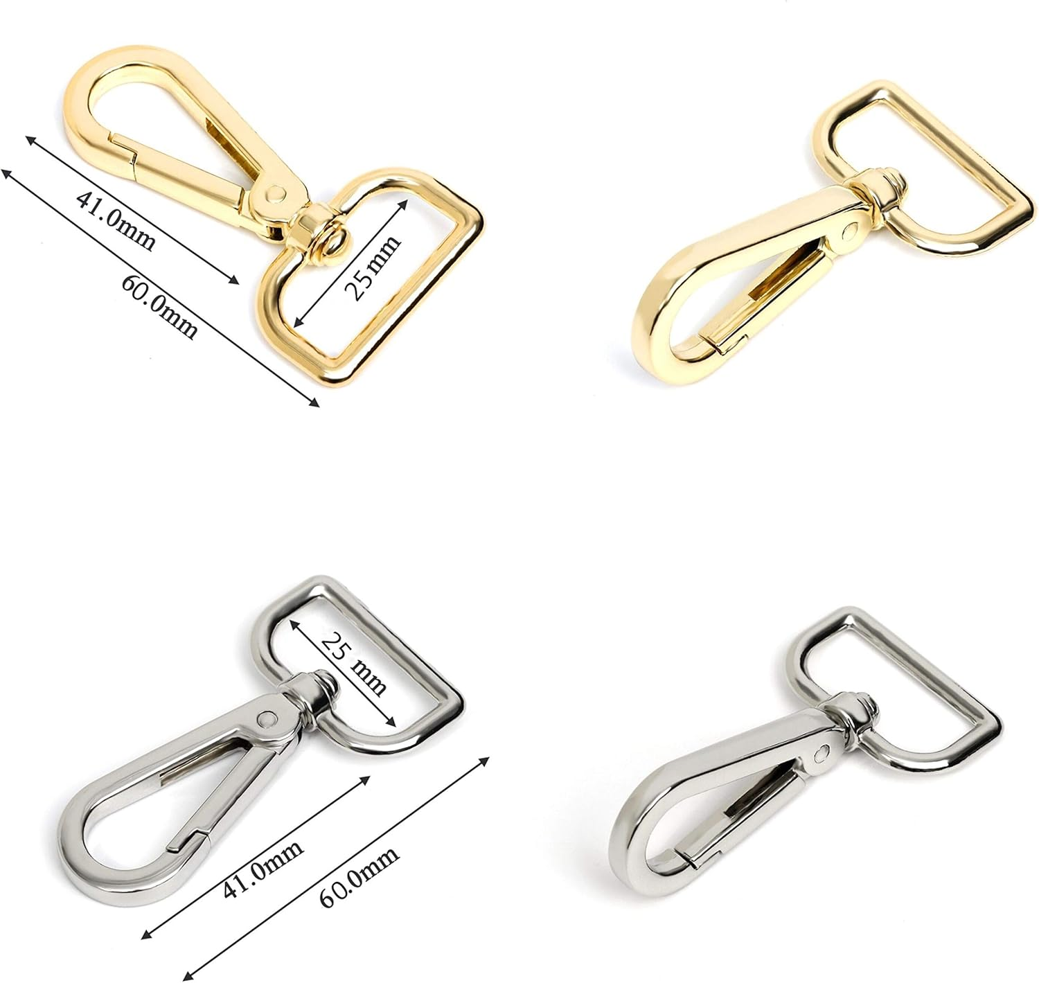 Swivel Clasps 1" D Ring Lobster Clasp Claw for Strap Push Gate Lanyard Swivel Snap Hook Clips（Assorted Color, 16 Pcs image number 6