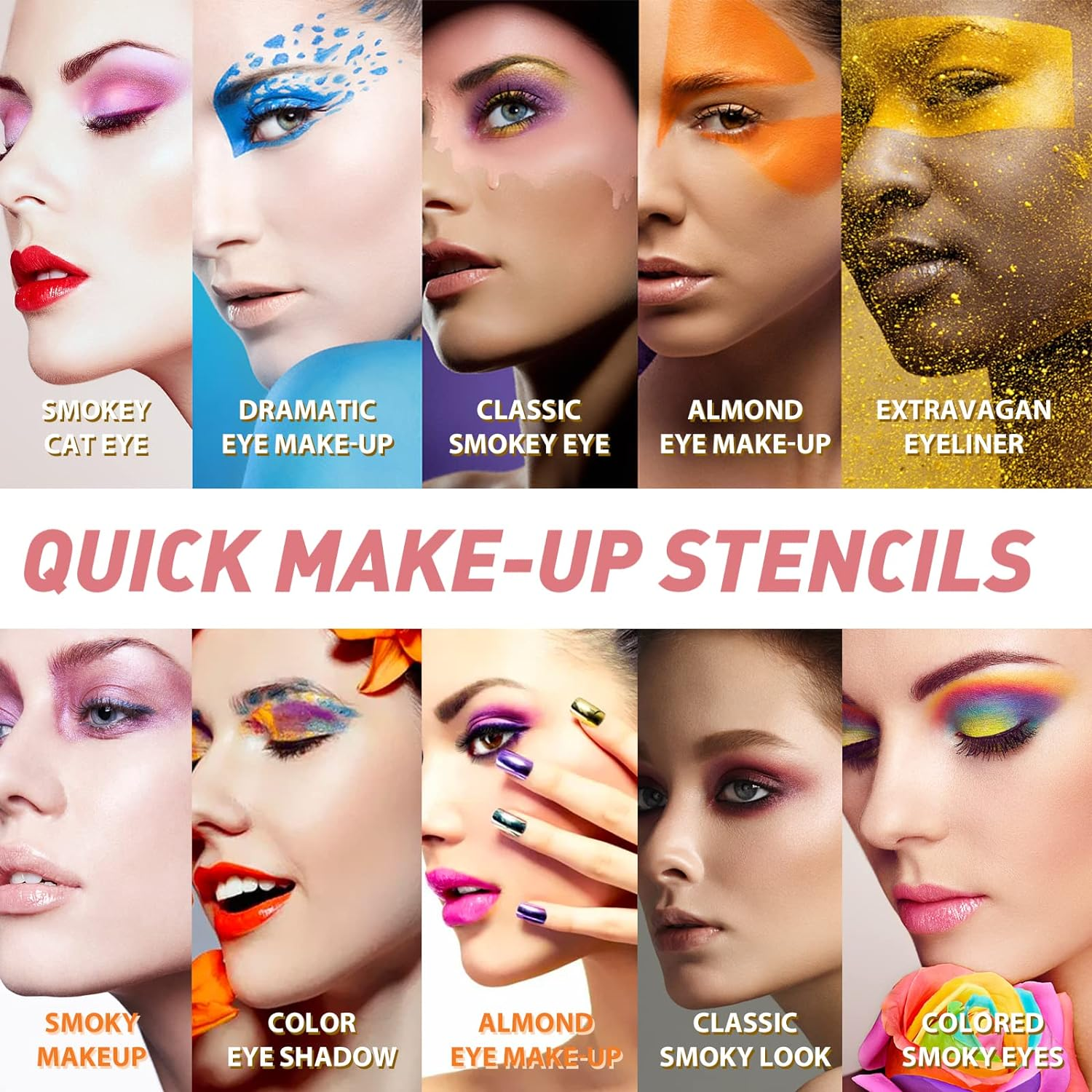 Quick Make-Up Stencils Eyeliner Molds a Makeup Tool with a Variety of Shapes Eyeliner Stencil Pads Eyeshadow Applicators Eyeliner Template image number 1