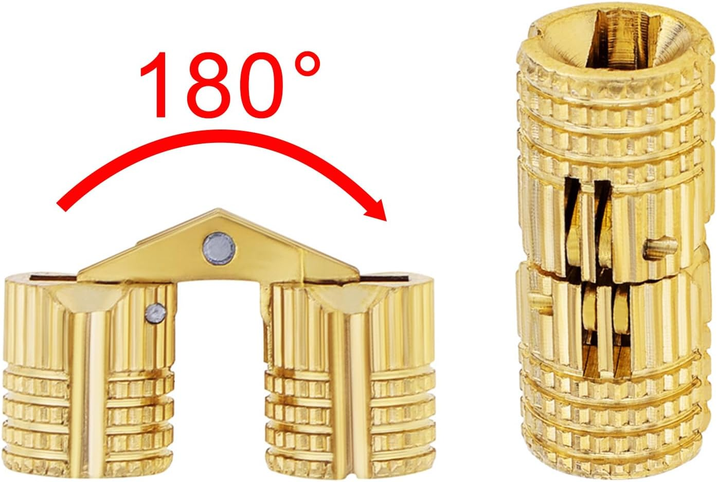 8Pcs 8 Mm Hidden Brass Barrel Hinges, 180 Degree Opening Angle Concealed Furniture Hinges for DIY Jewelry Box Hand Craft (8, 8Mm) image number 6