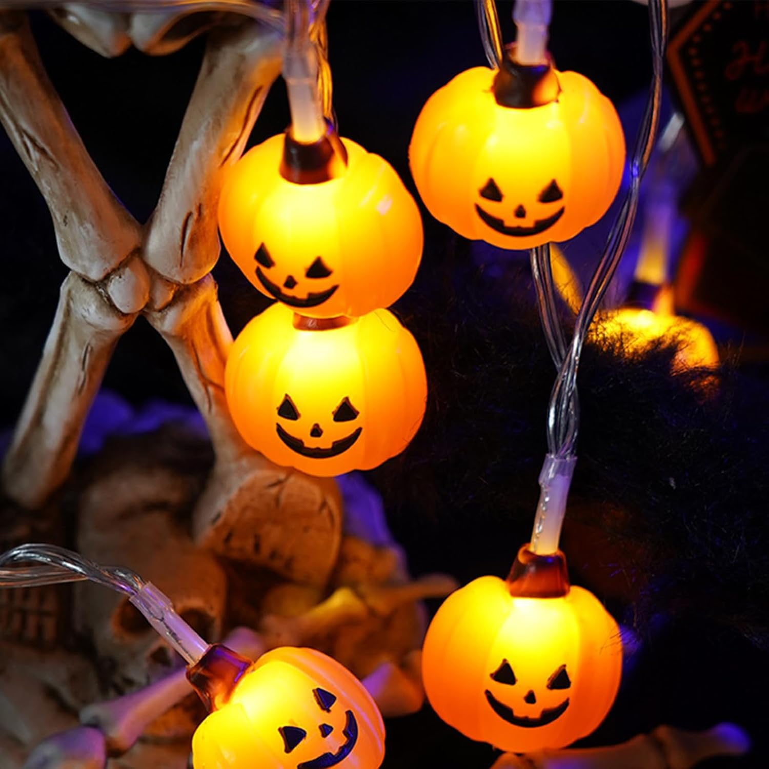 Koboko Halloween Fairy Lights Pumpkin Decoration, 3 M 20 LED Fairy Lights, Halloween Pumpkin, Autumn Decorative Fairy Lights, Battery Operated, Orange Pumpkin Lights for Indoor Outdoor Use, Autumn image number 6